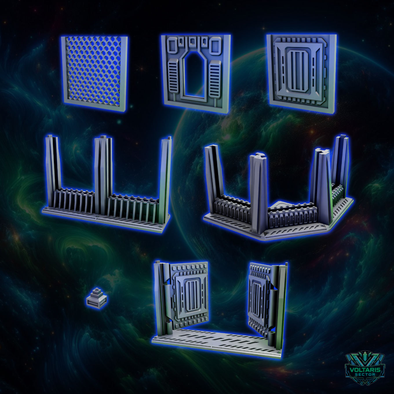 Voltaris Sector Security Fence Set - 28mm to 32mm - Elderforge Games