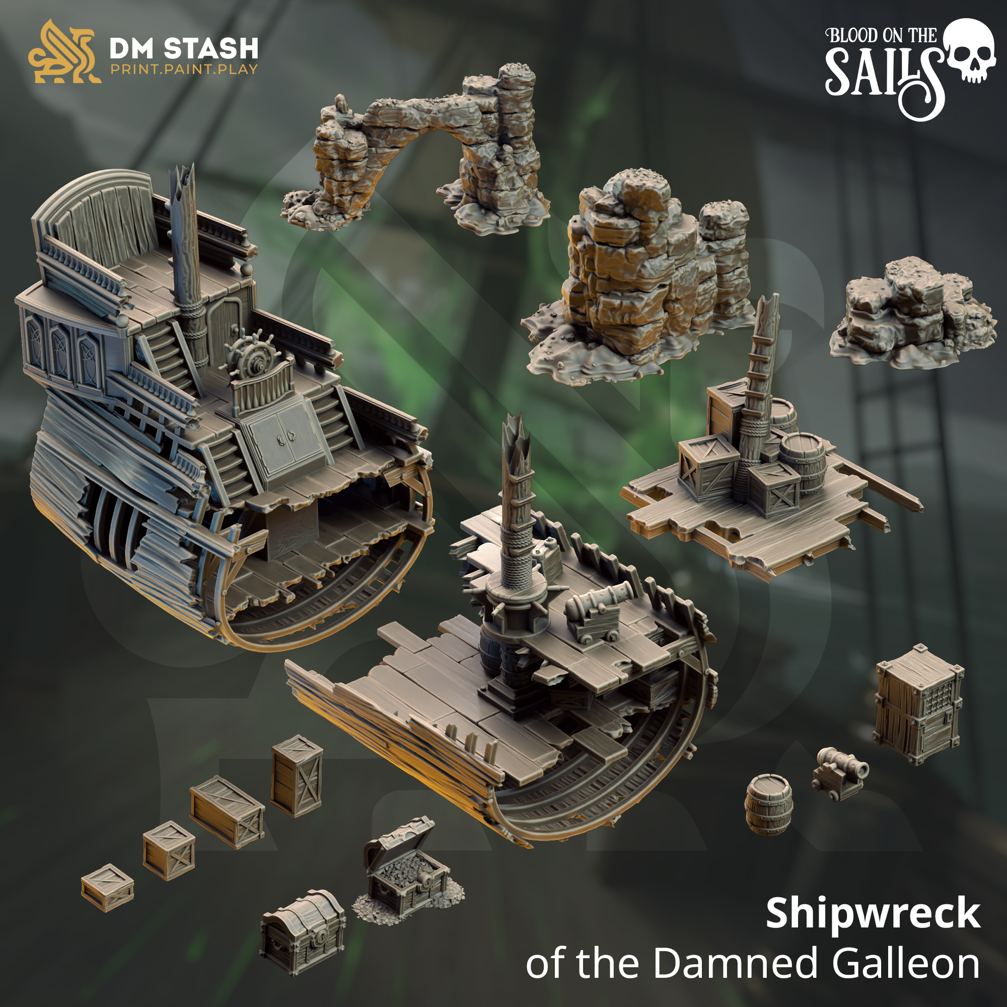 The Damned Galleon - Shipwreck terrain - 32mm scale
