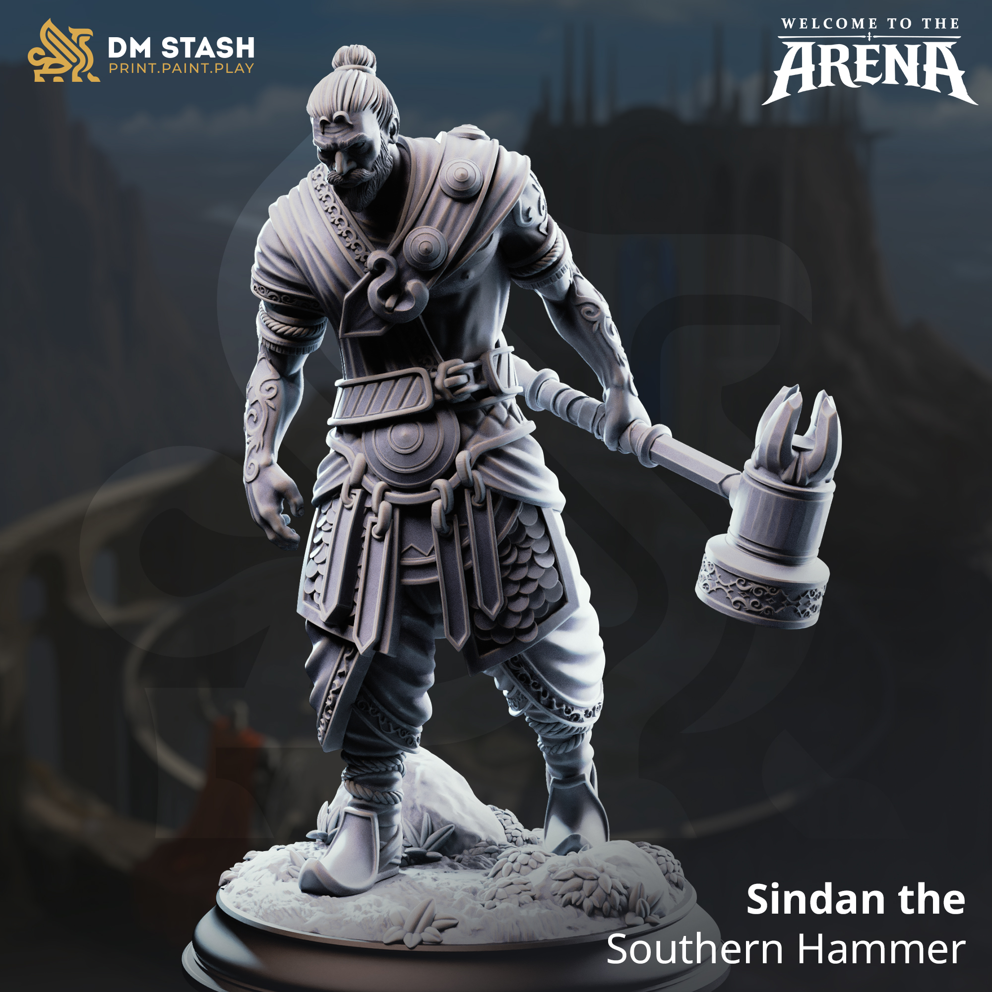 Sindan the Southern Hammer - 32mm or 75mm RPG Model