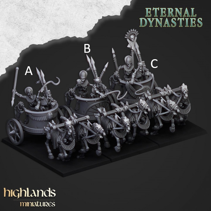 Ancient Skeleton Chariots - 25mm to 32mm - Tomb Kings