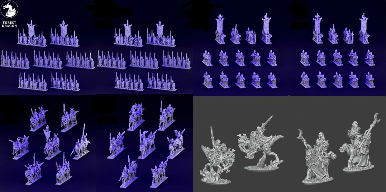 1K Army - Dire Elves - 10mm - Forest Dragon