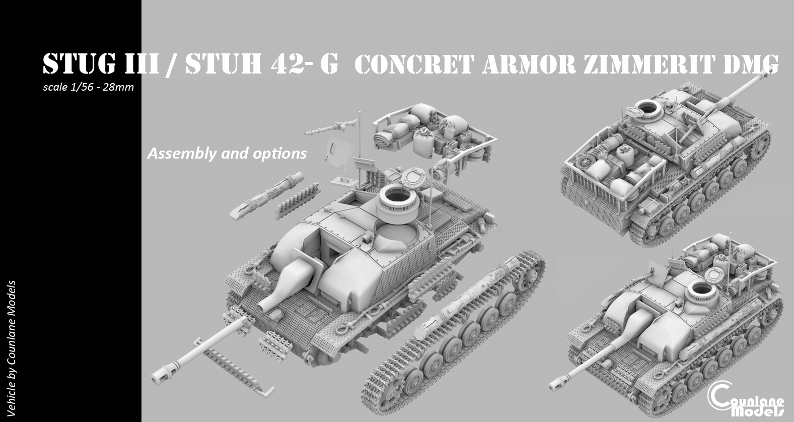 Stug III / stuh 42 G concret armor zimmerit damaged