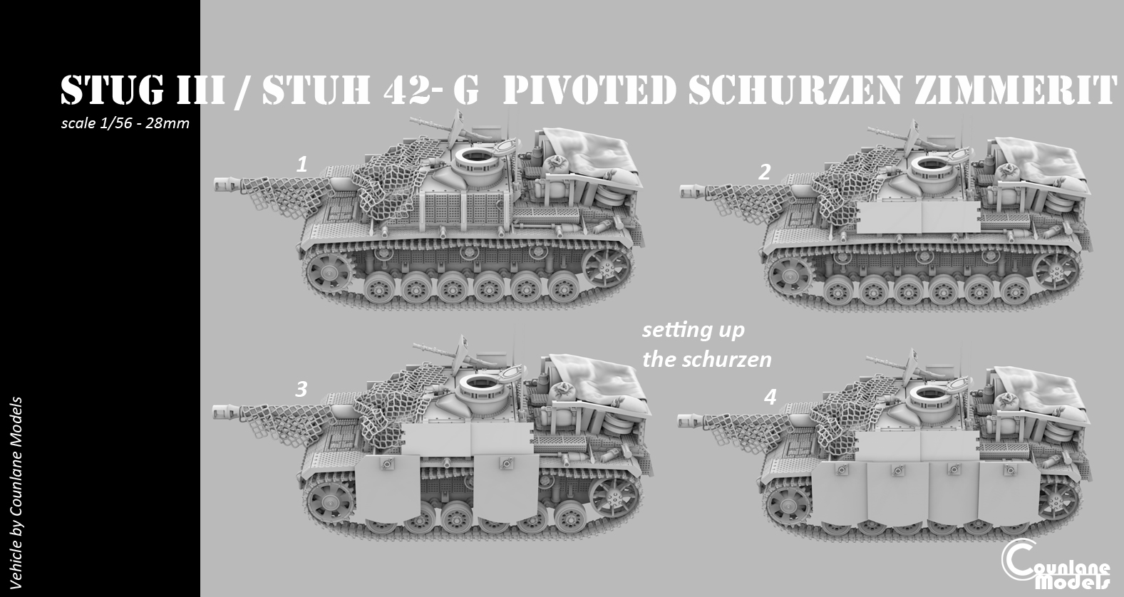Stug III / Stuh 42 G pivoted schurzen zimmerit