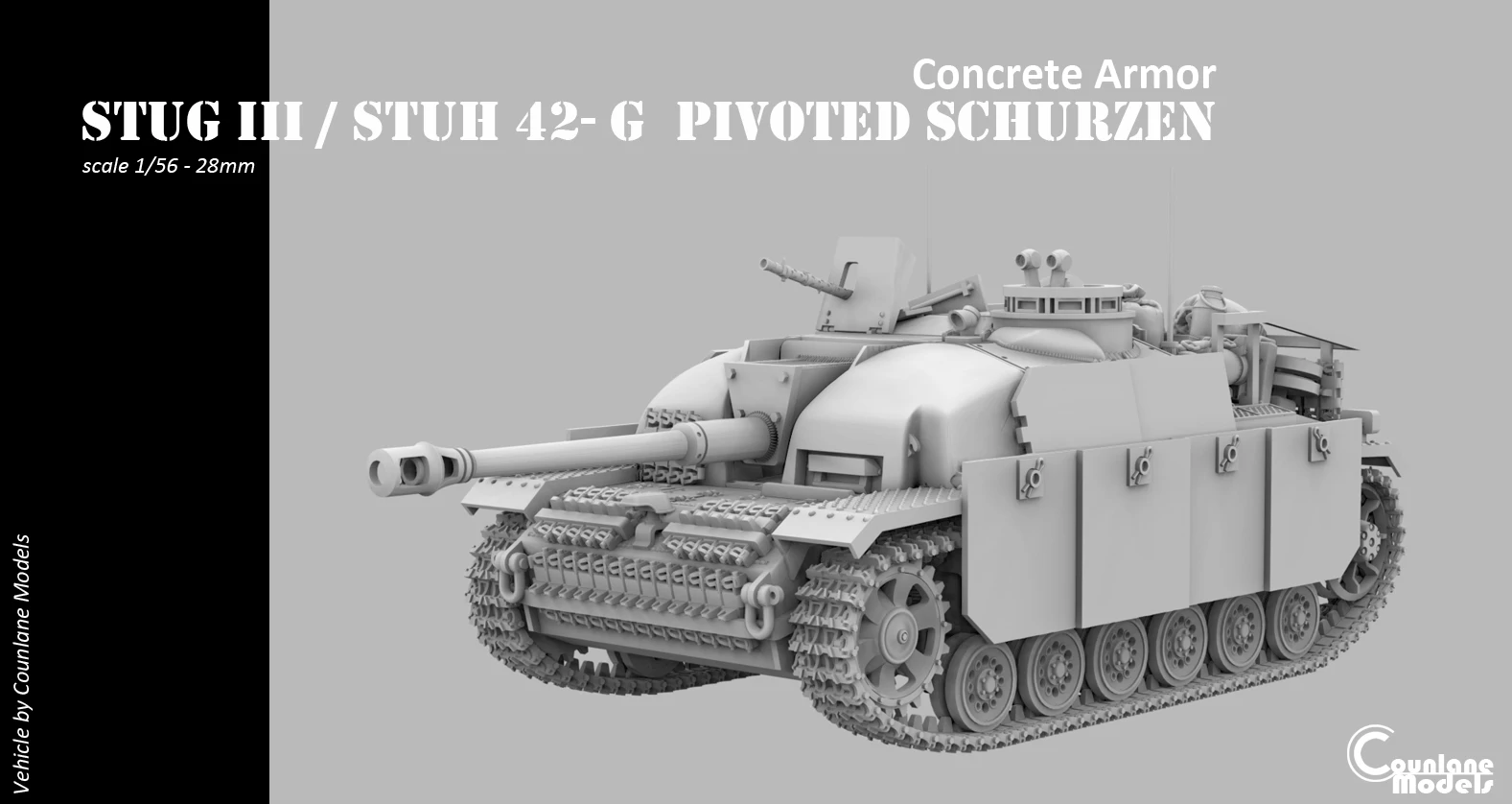 Stug III / Stuh 42 G pivoted schurzen concrete armor