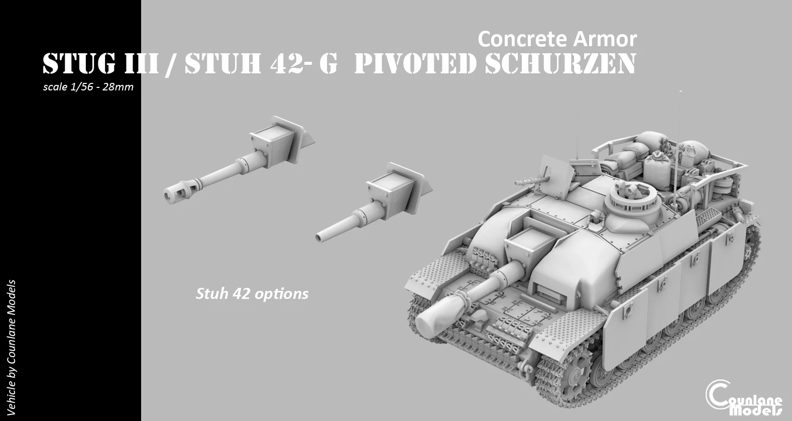 Stug III / Stuh 42 G pivoted schurzen concrete armor