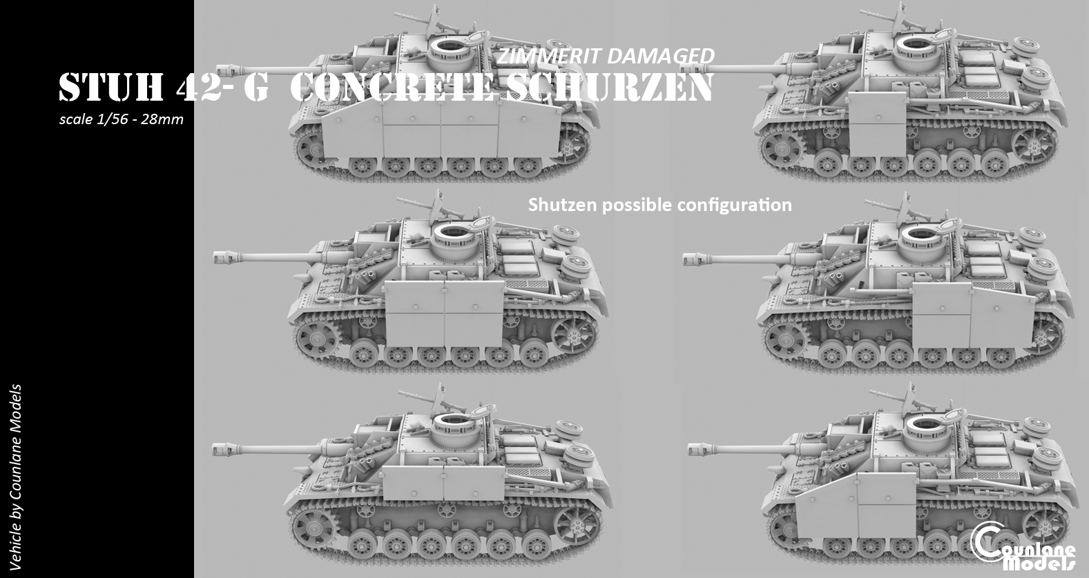 Sturmhaubitze (StuH) 42 With Concrete armor, schurzen, zimmerit Damaged