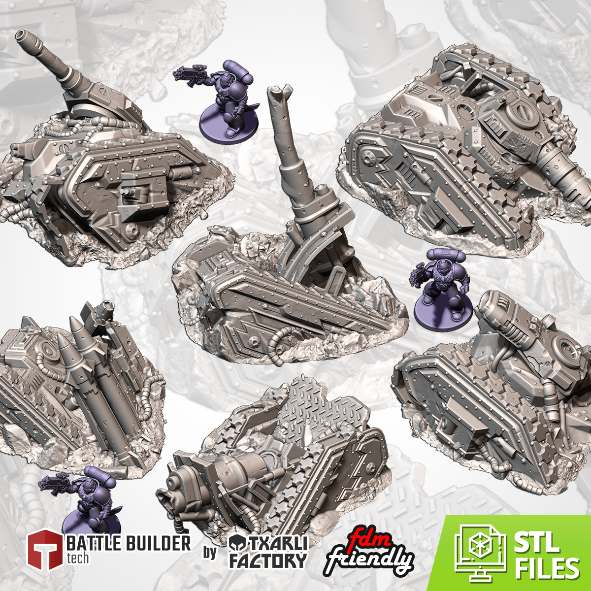 Destroyed Tanks - Sci-fi 15mm
