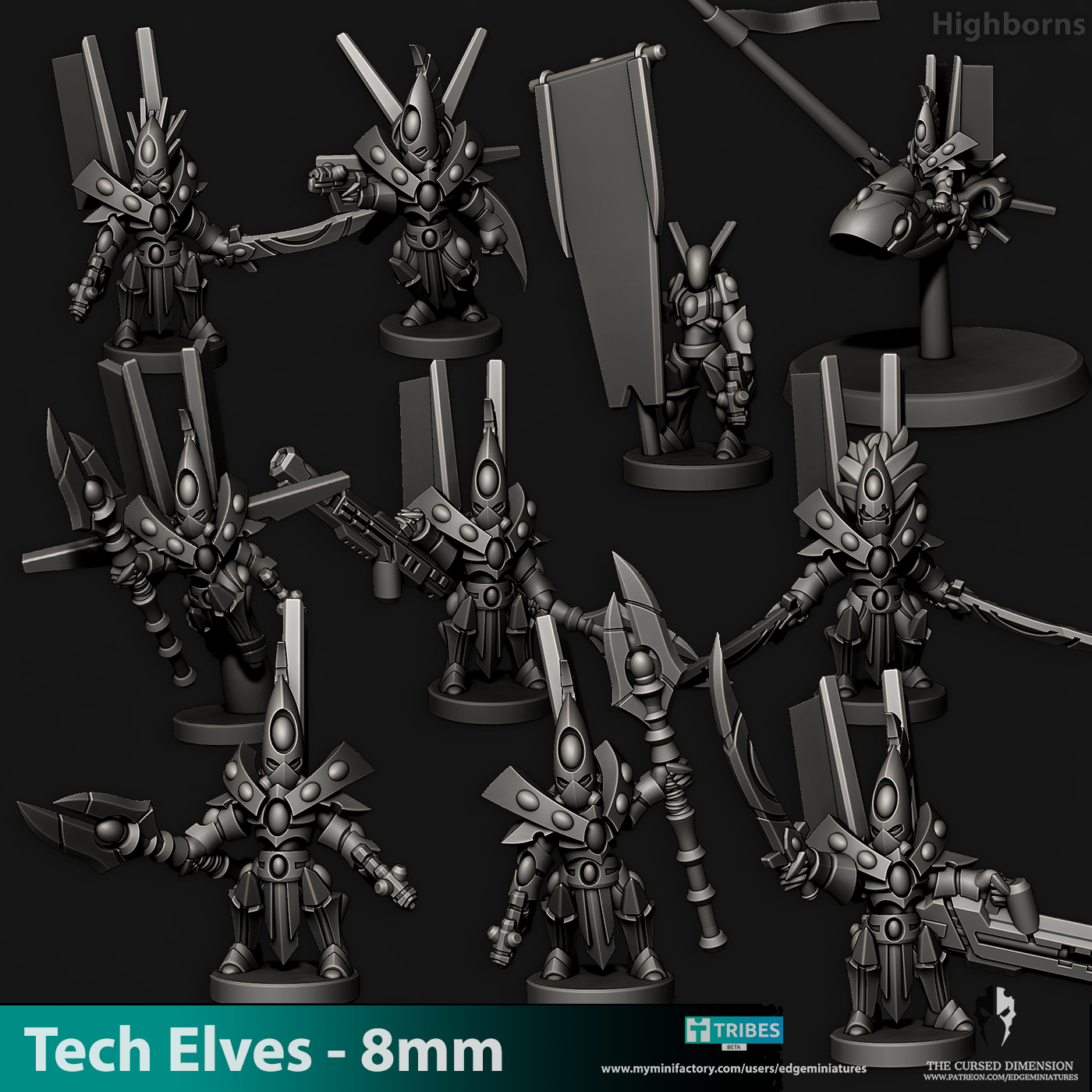 Highborns - Tech Elves - 8mm to 10mm - Edge Miniatures