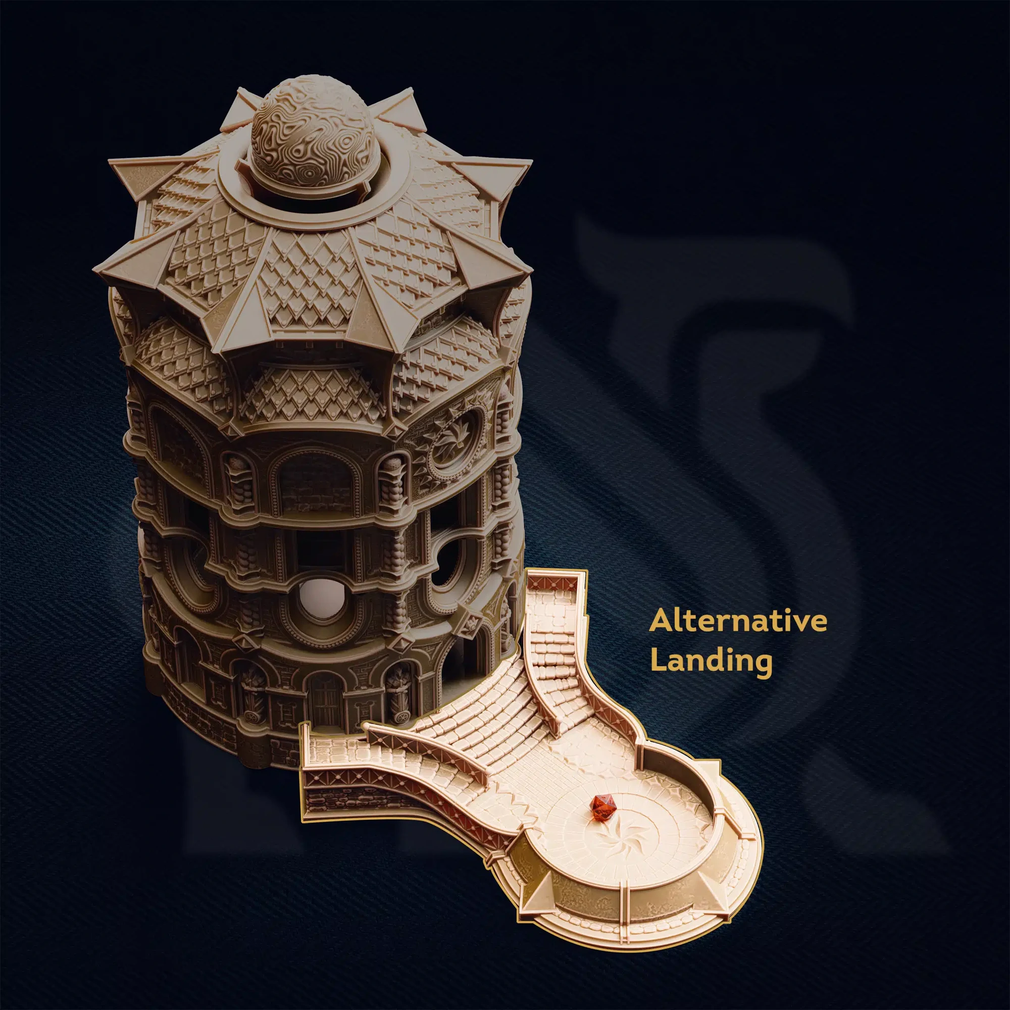 The Spire of Glanion - Sunspire Temple playable dicetower - 32mm scale