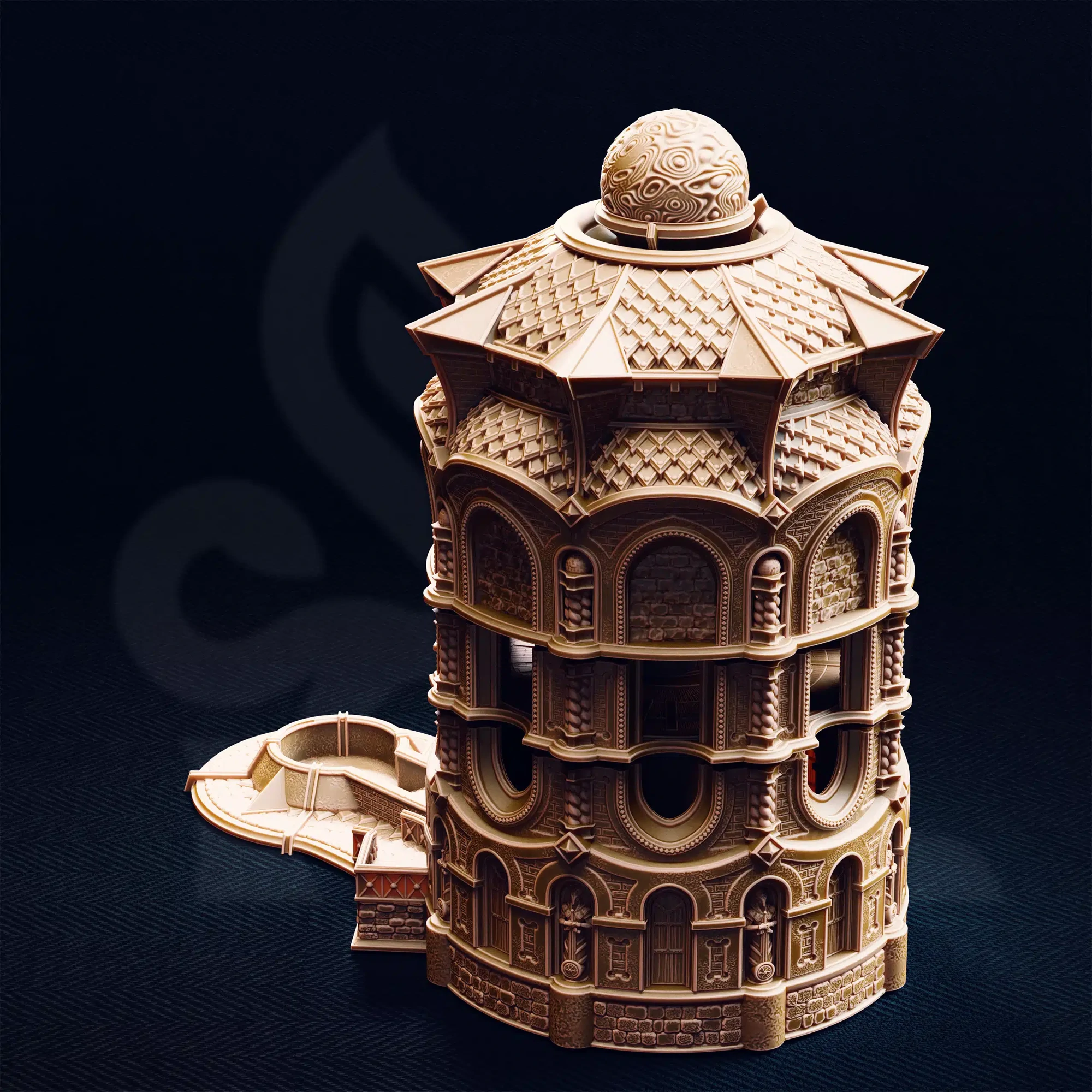 The Spire of Glanion - Sunspire Temple playable dicetower - 32mm scale