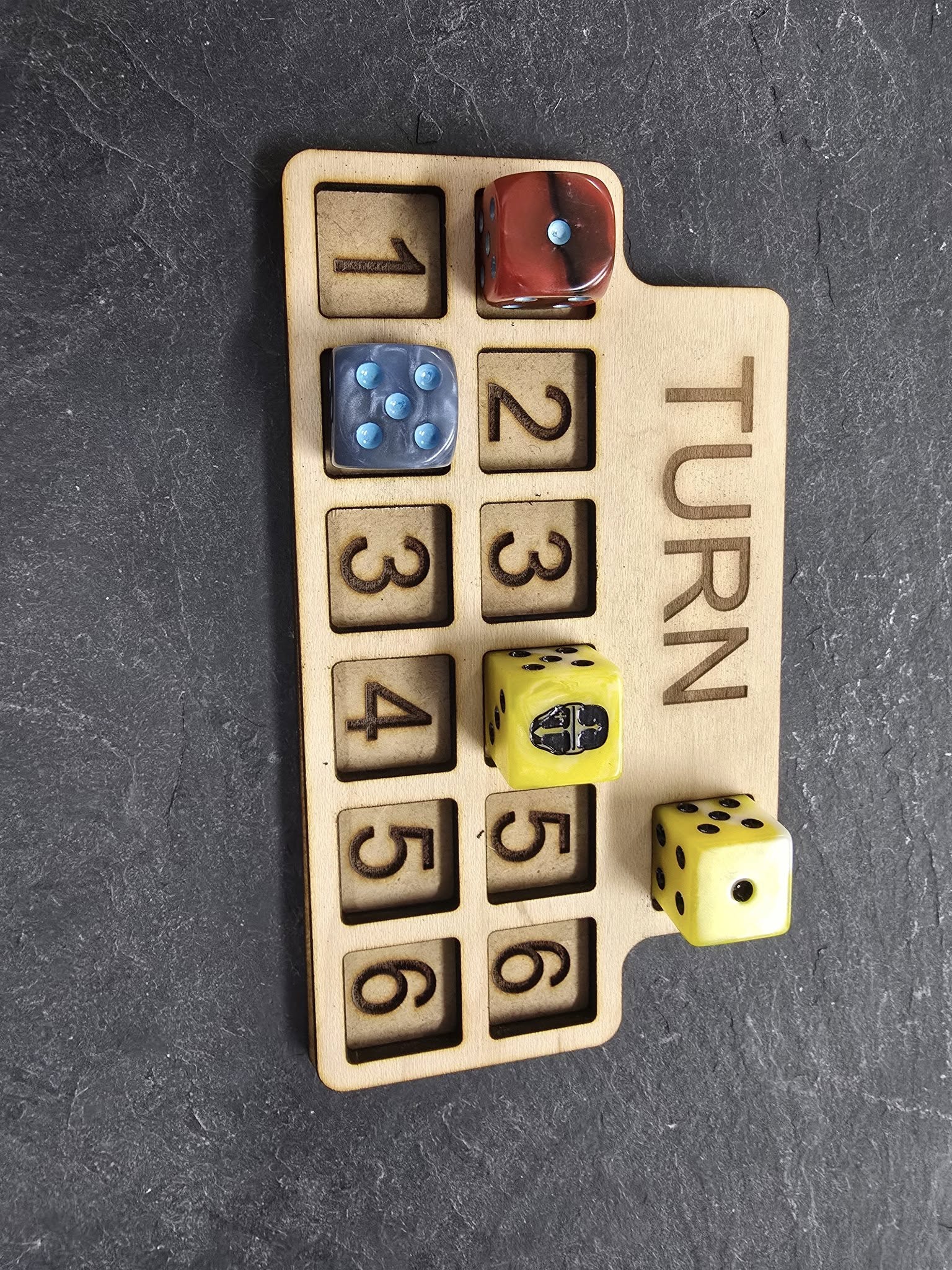 Turn Tracking Dice Tray - 1 to 6