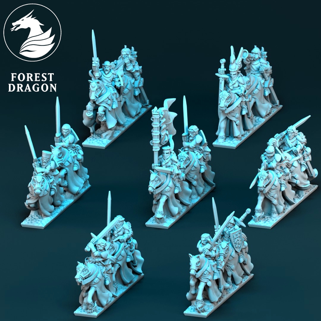 Veteran Knights Unit - Bretonnians - 10mm - Forest Dragon