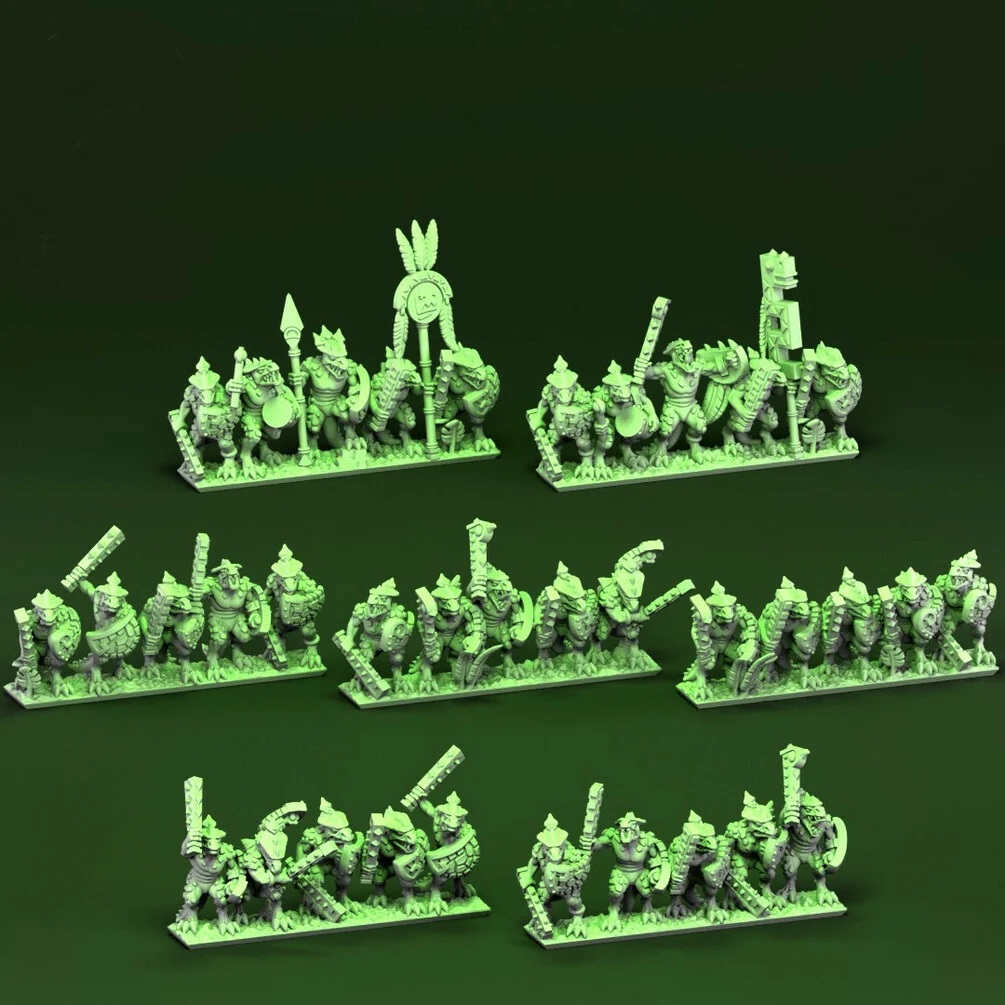 Reptilian Warriors Unit - Lizards - 10mm - Forest Dragon