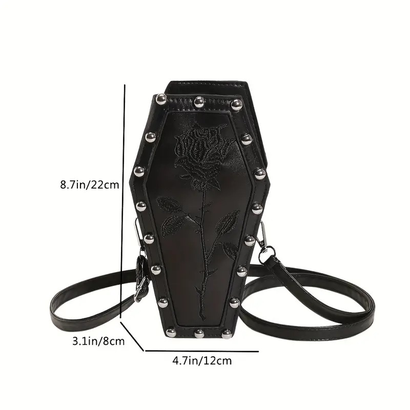 Beatiful Black Gothic Coffin Crossbody Bag