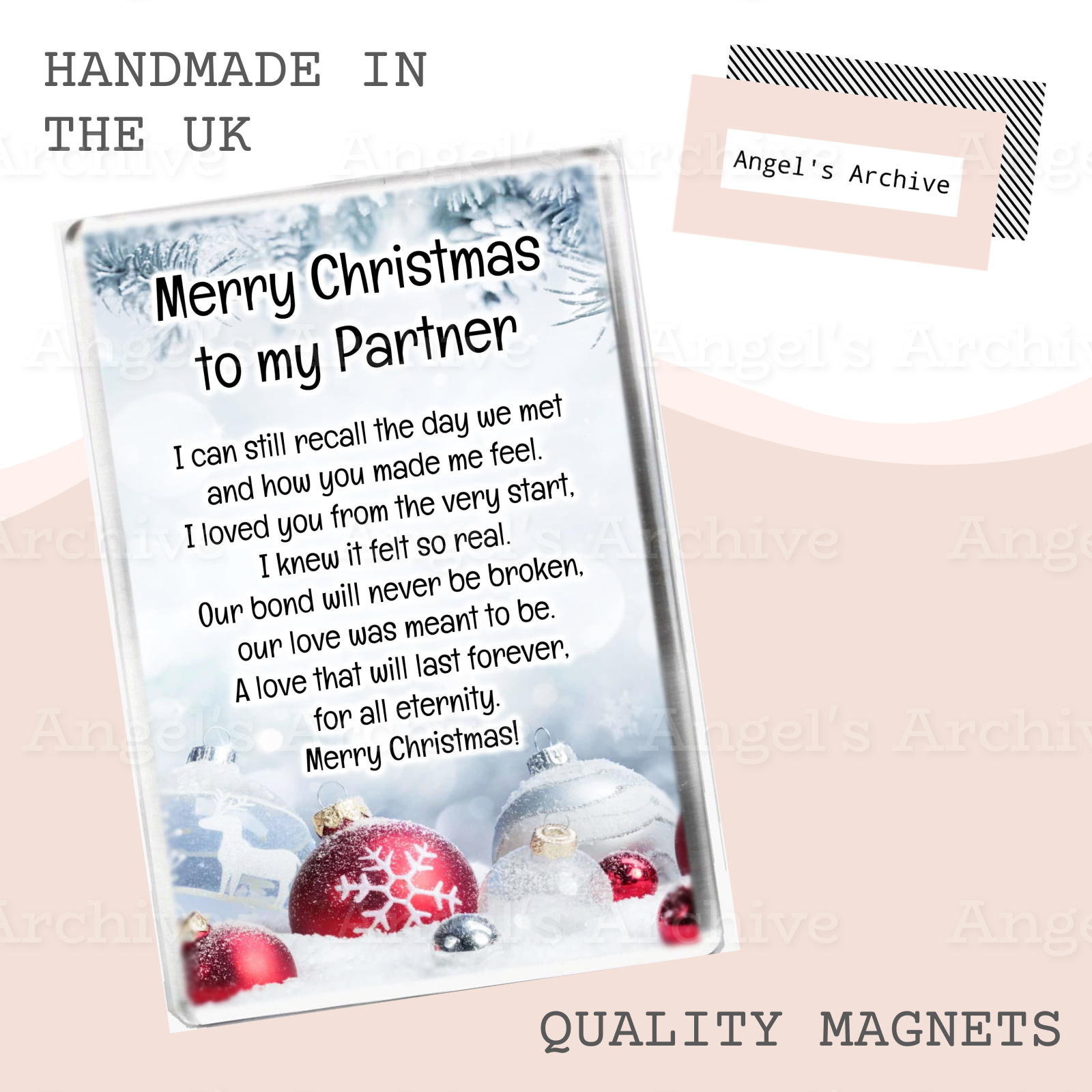 Merry Christmas to my Partner ✳ Keepsake Poem ✳ Magnet ✳ Gift