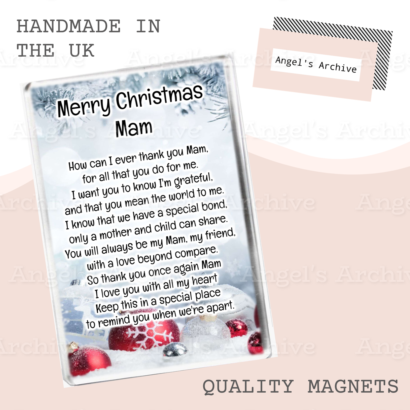 Merry Christmas Mam ✳ Keepsake Poem ✳ Magnet ✳ Gift