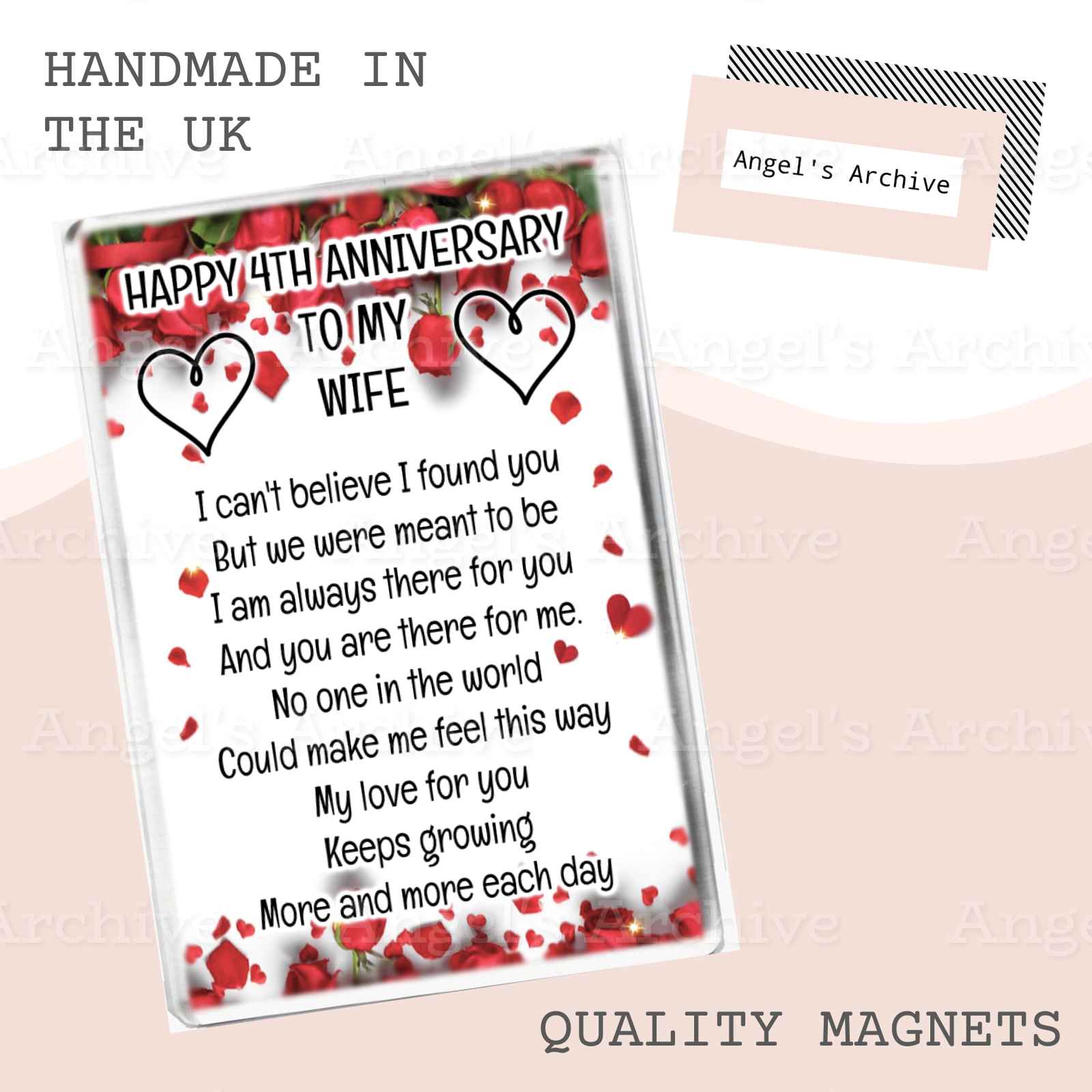 Happy 4th Anniversary to my Wife ✳ Poem ✳ Magnet ✳ Gift