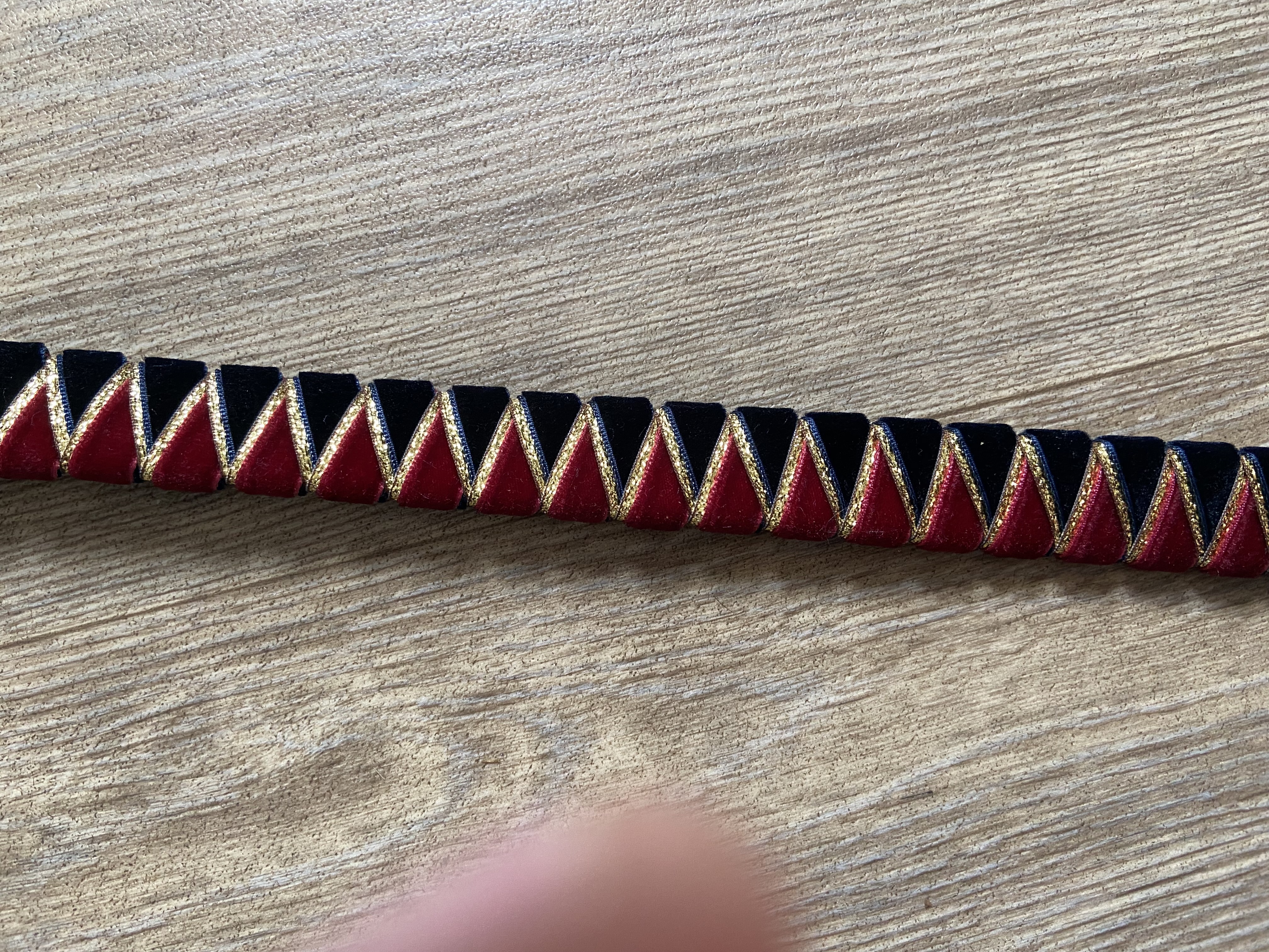 Navy and Burgundy Browband with Gold underlay.