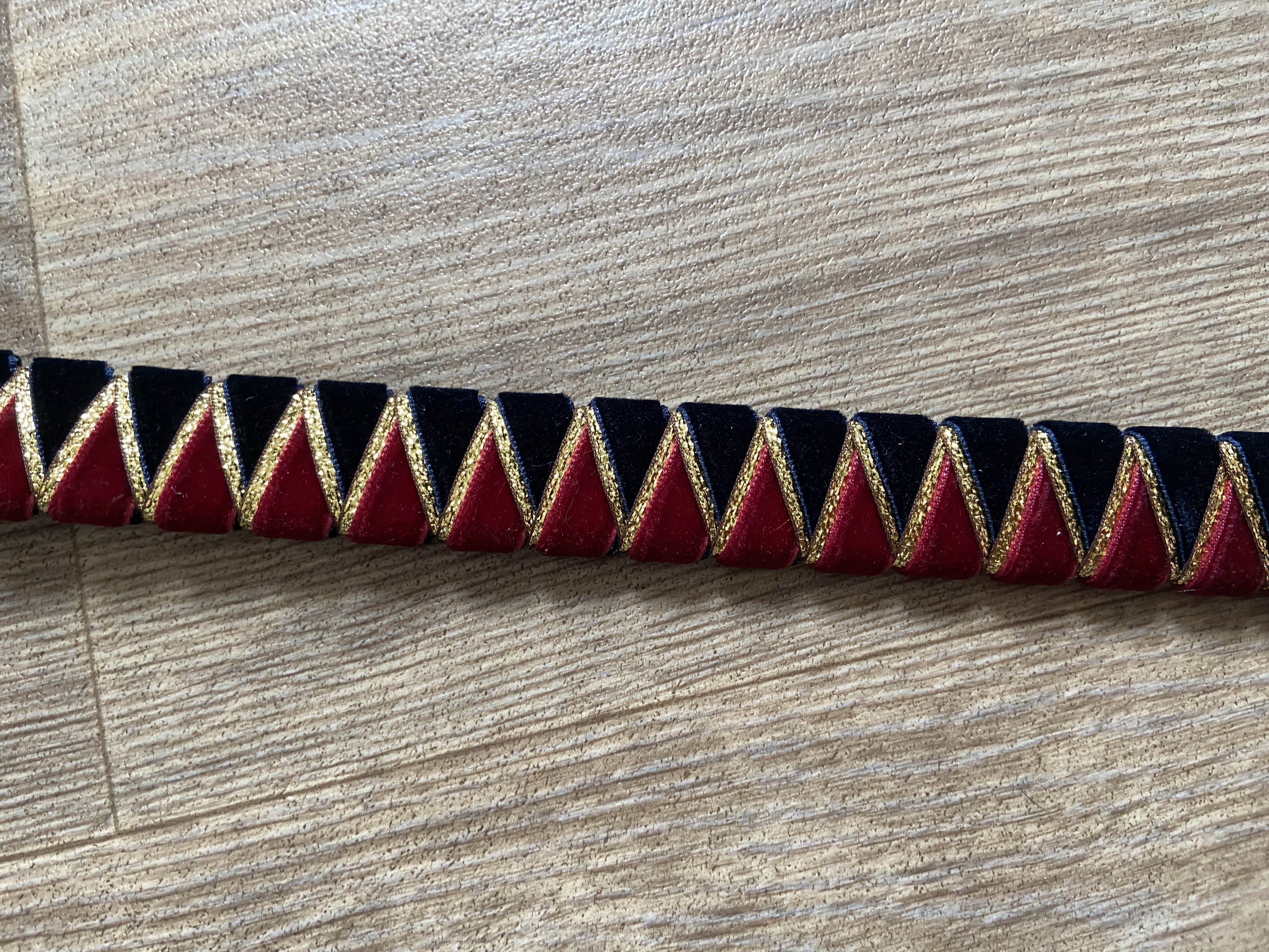 Navy and Burgundy Browband with Gold underlay.