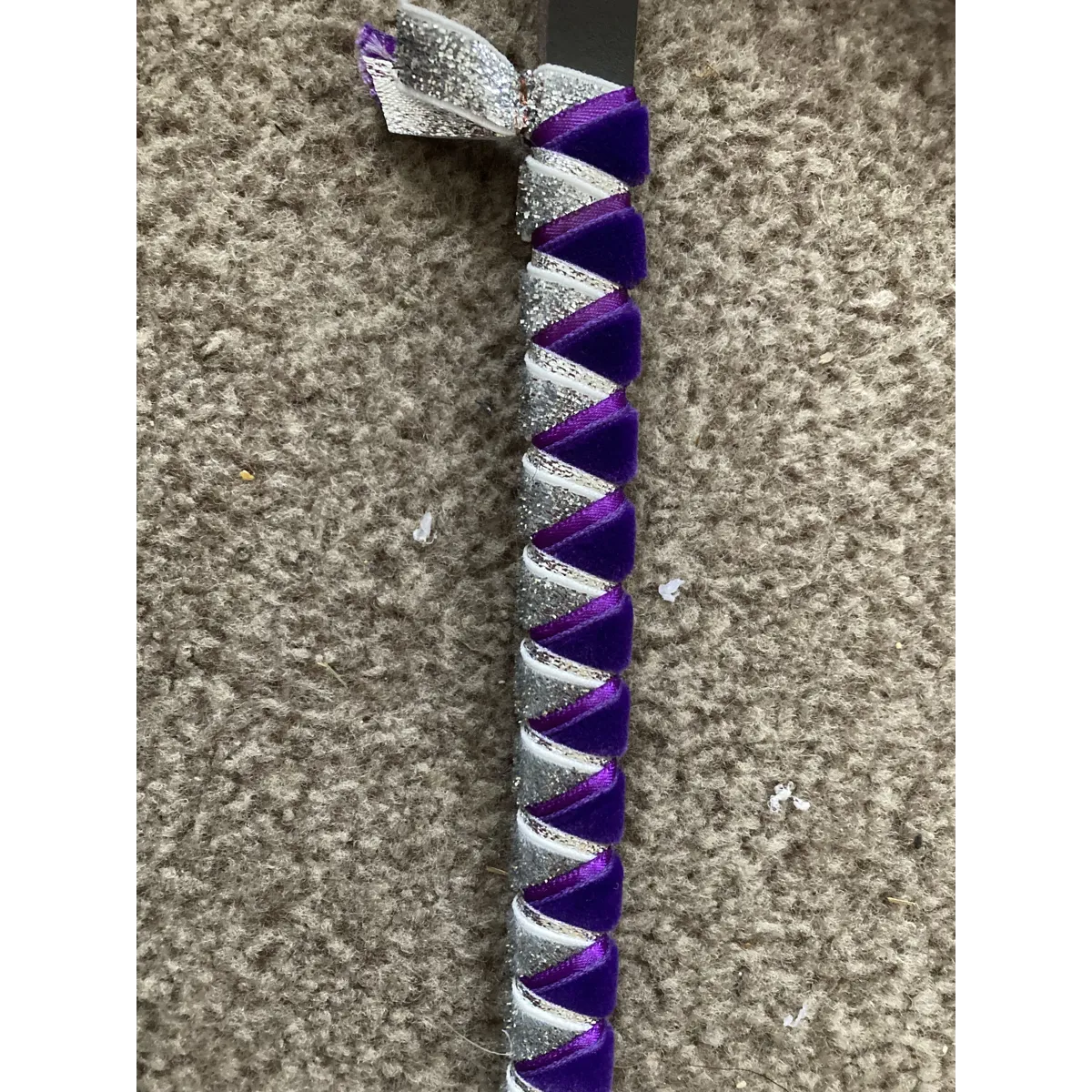 Purple velvet and silver sparkle browband. 14”