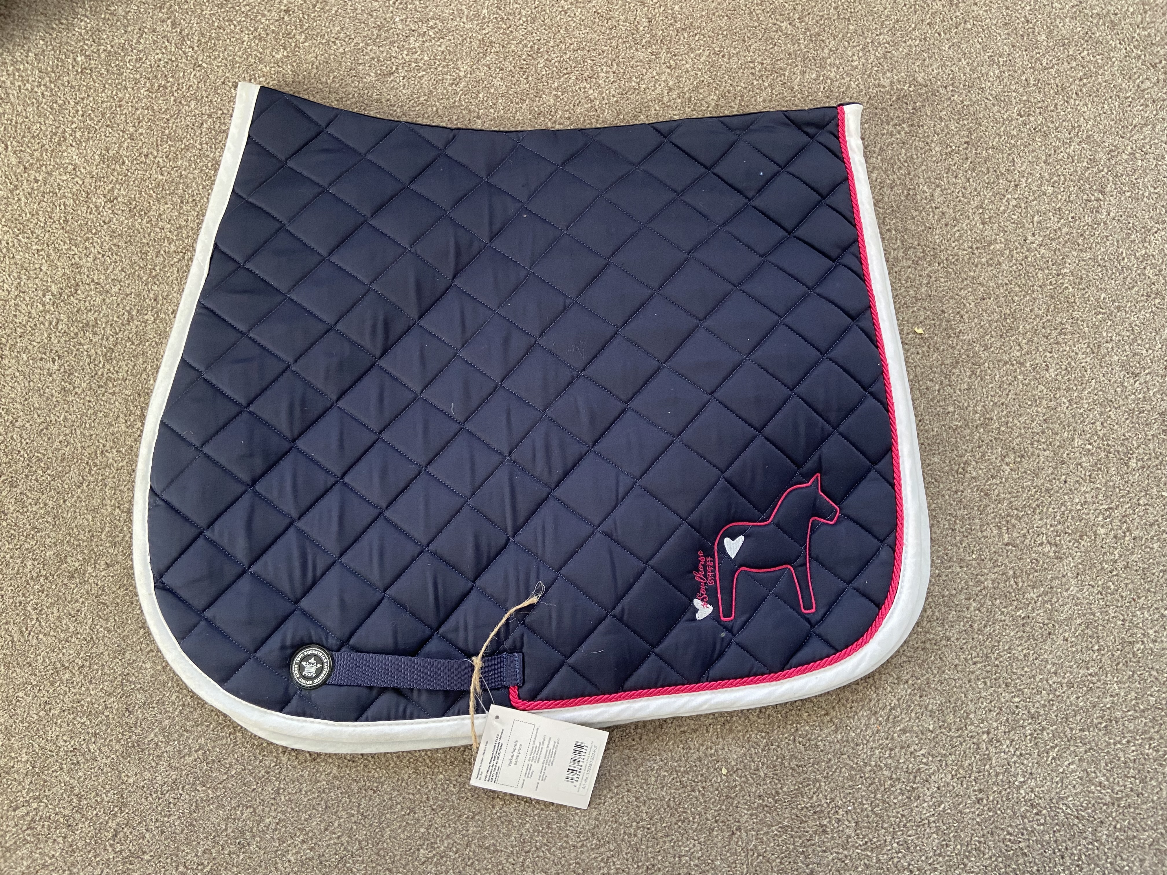 PFIFF Saddle cloth in Navy with Red/White Trim.  Full