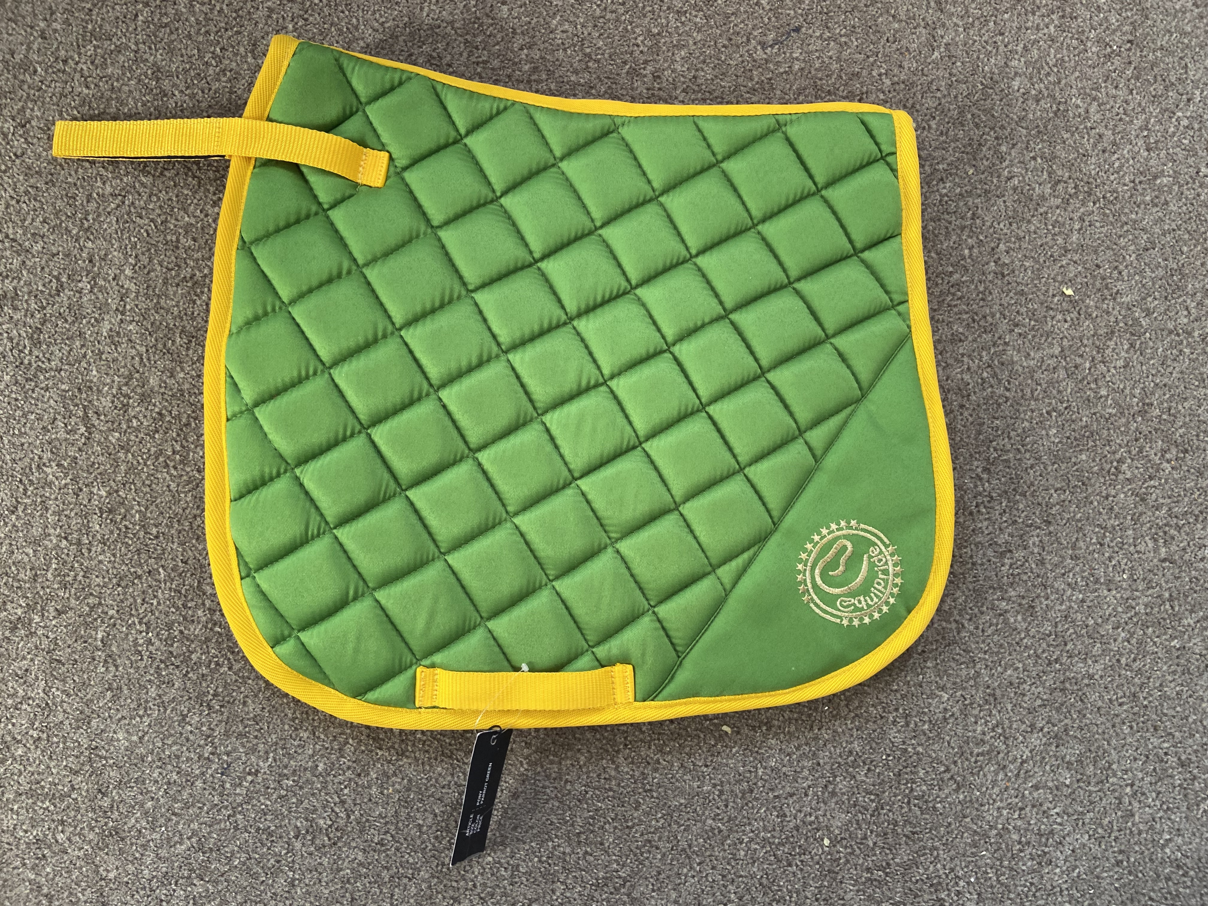 Equipride Saddlecloth. Pony. Parrot Green with yellow trim BNWT