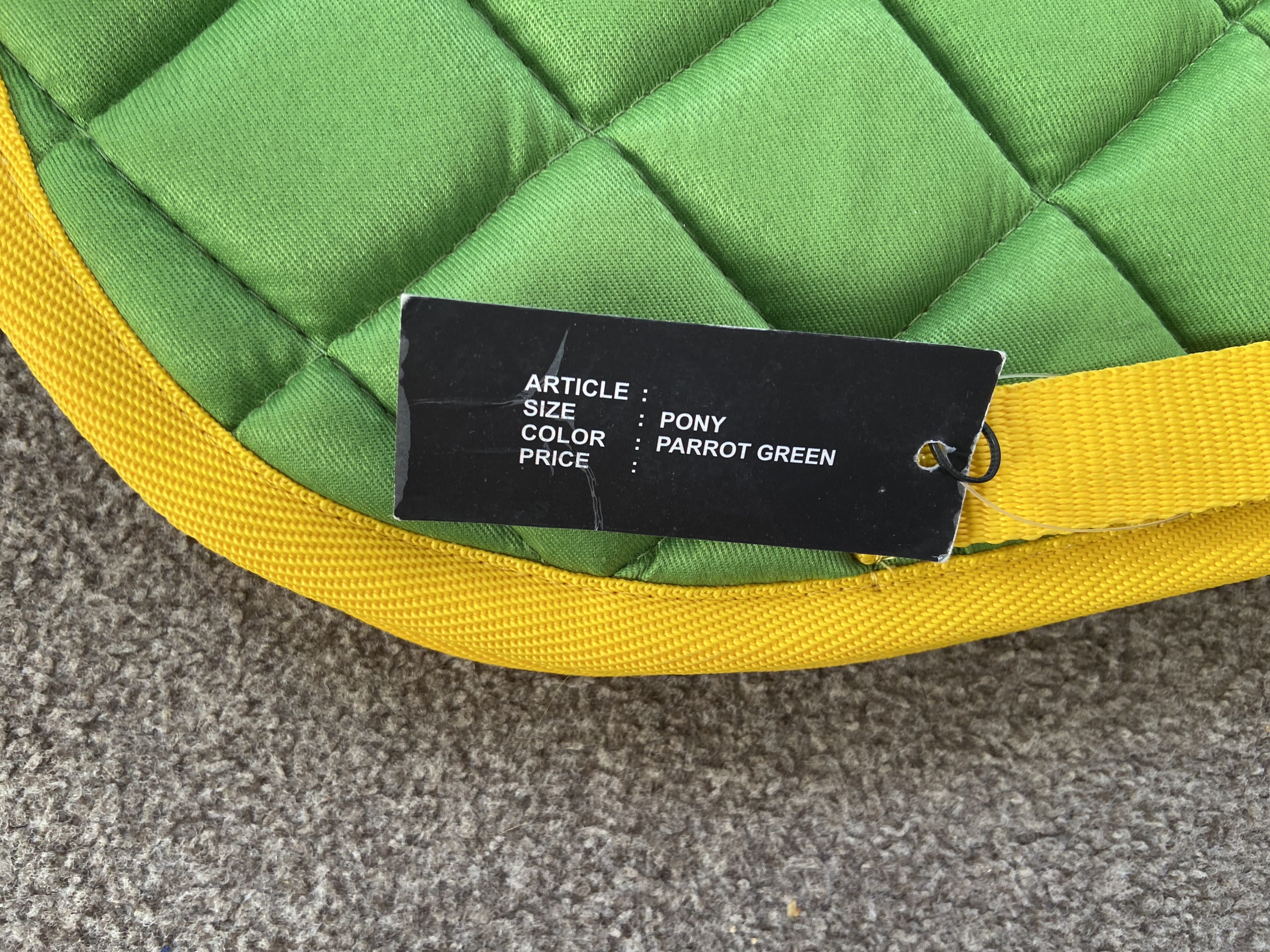Equipride Saddlecloth. Pony. Parrot Green with yellow trim BNWT