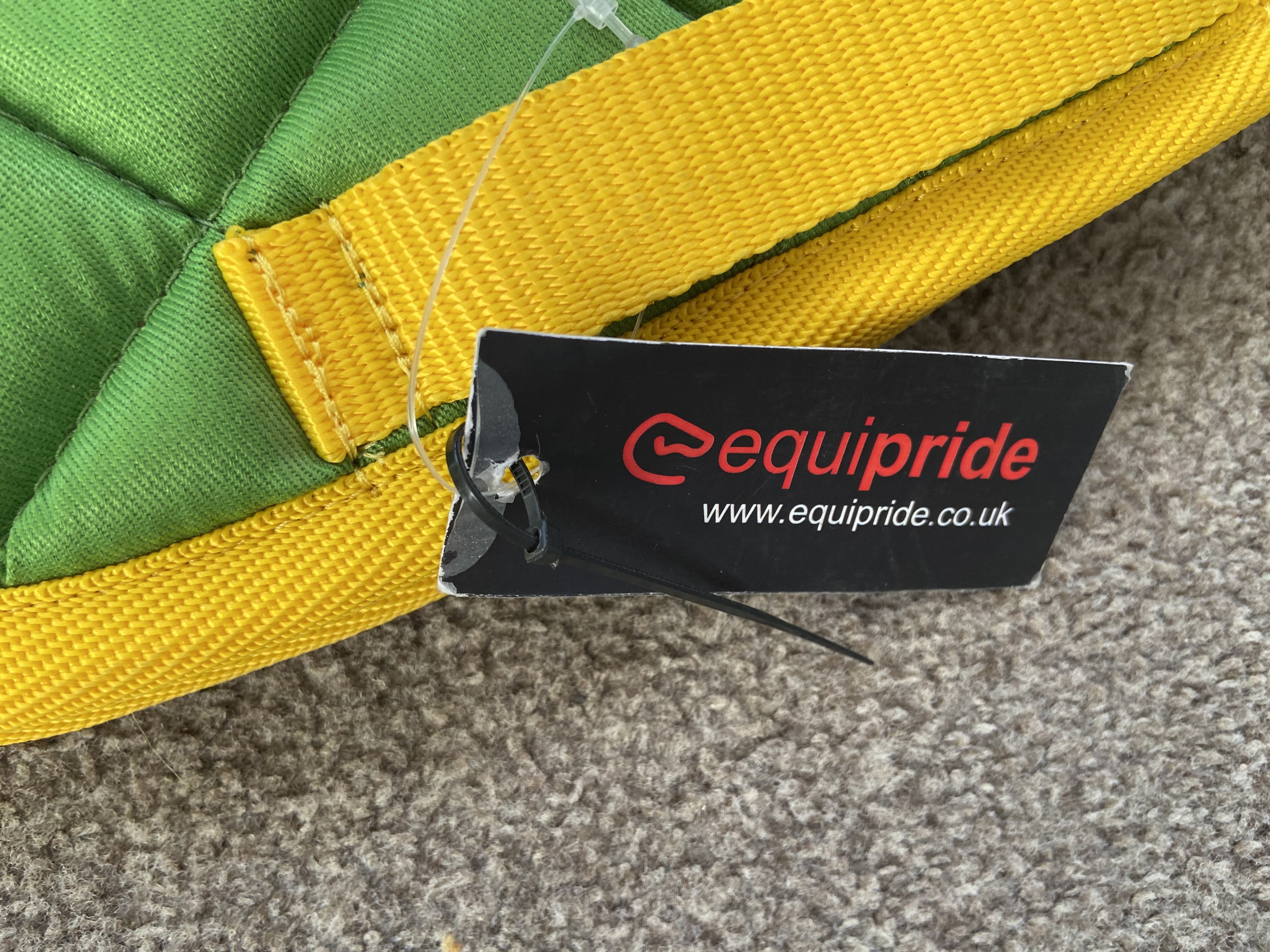 Equipride Saddlecloth. Pony. Parrot Green with yellow trim BNWT