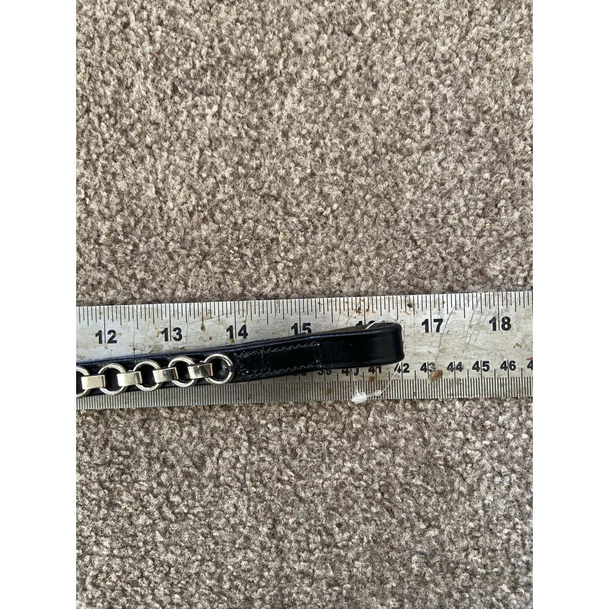 Black Leather metal chain browband.  16.5".  Full size.  BN