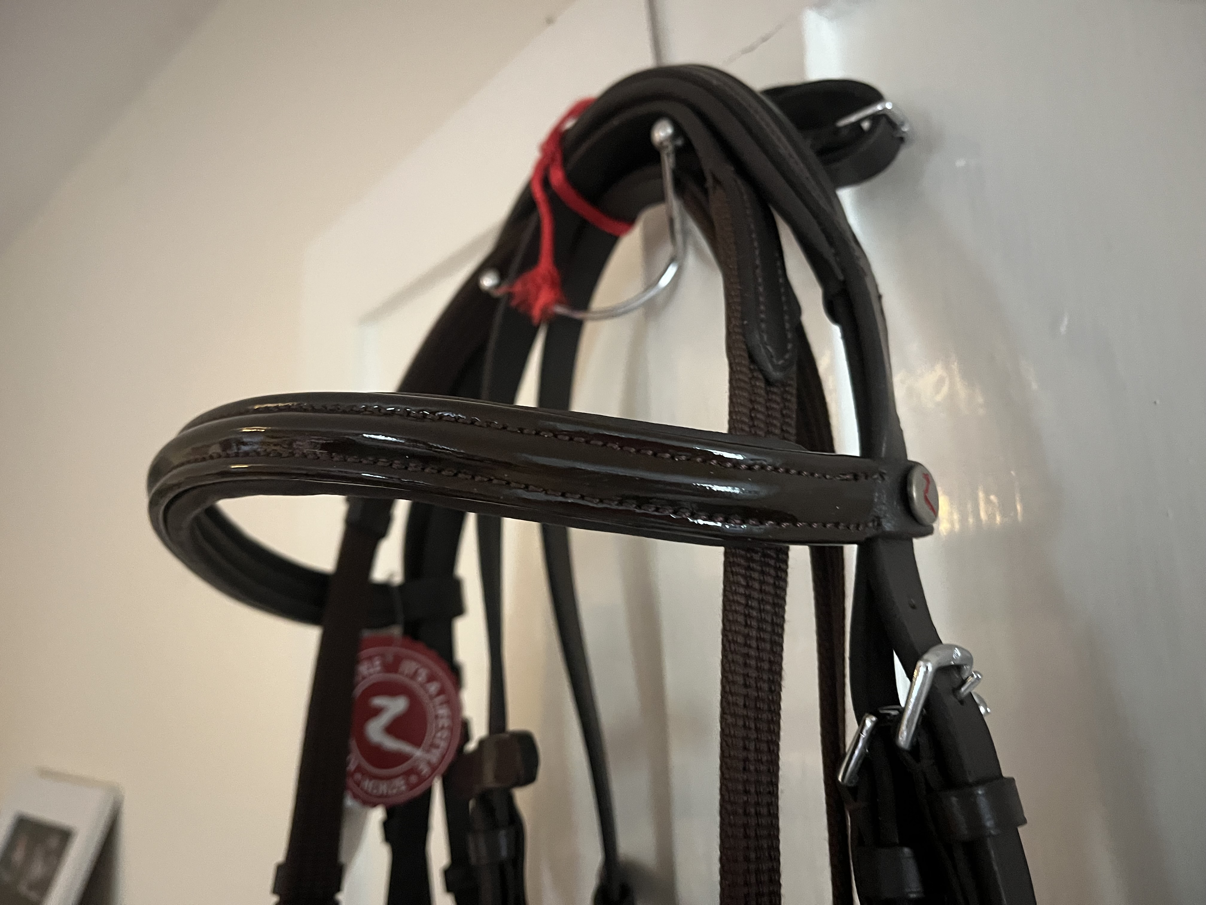 Horze padded patent havana leather bridle. BNWT. Cob size