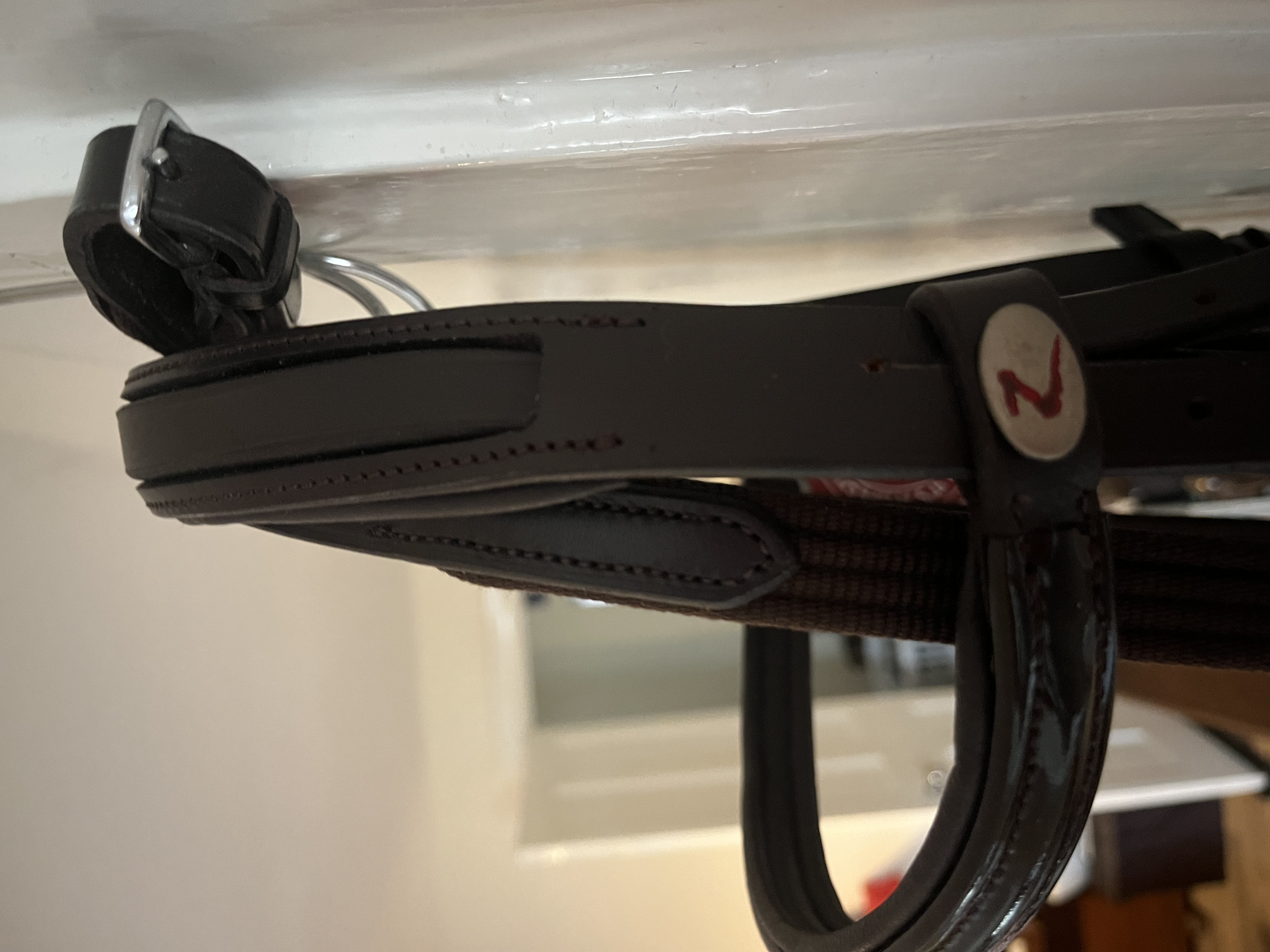 Horze padded patent havana leather bridle. BNWT. Cob size