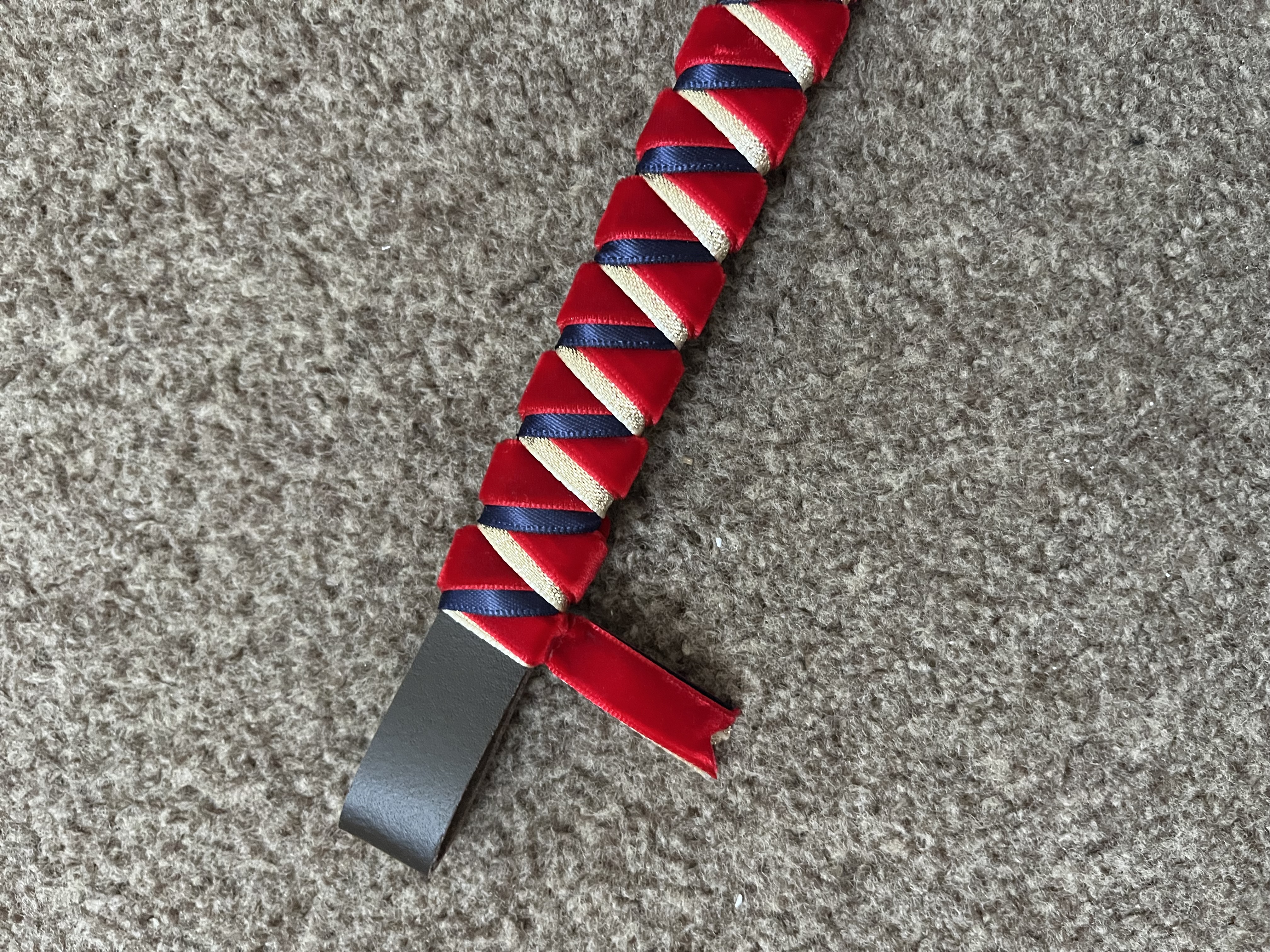 Red, Navy and Gold Sharkstooth Browband. Various sizes