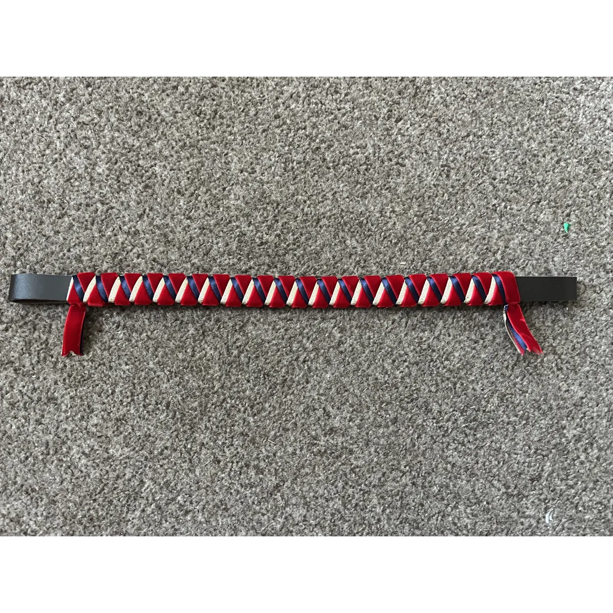 Red, Navy and Gold Sharkstooth Browband. Various sizes