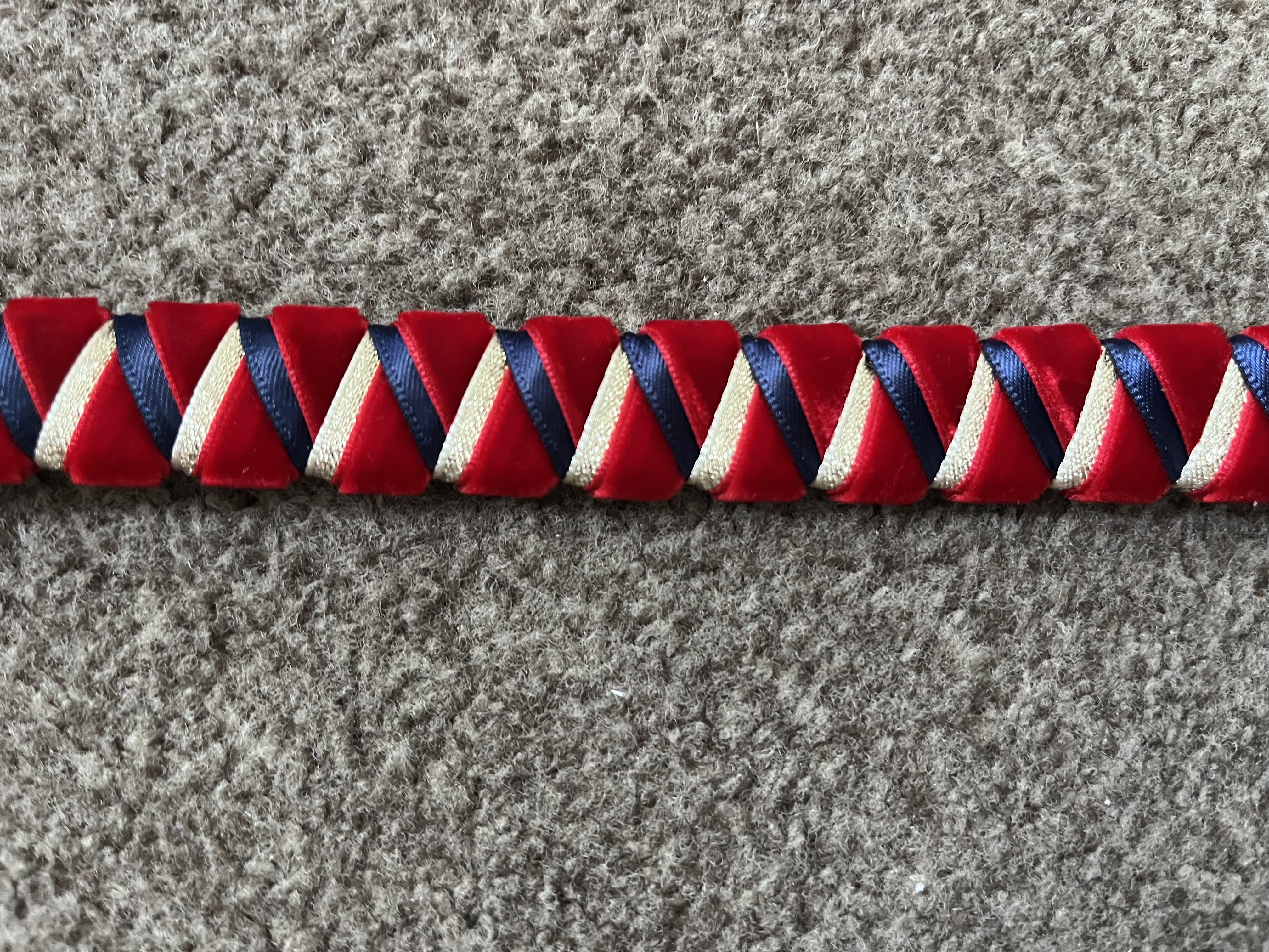 Red, Navy and Gold Sharkstooth Browband. Various sizes