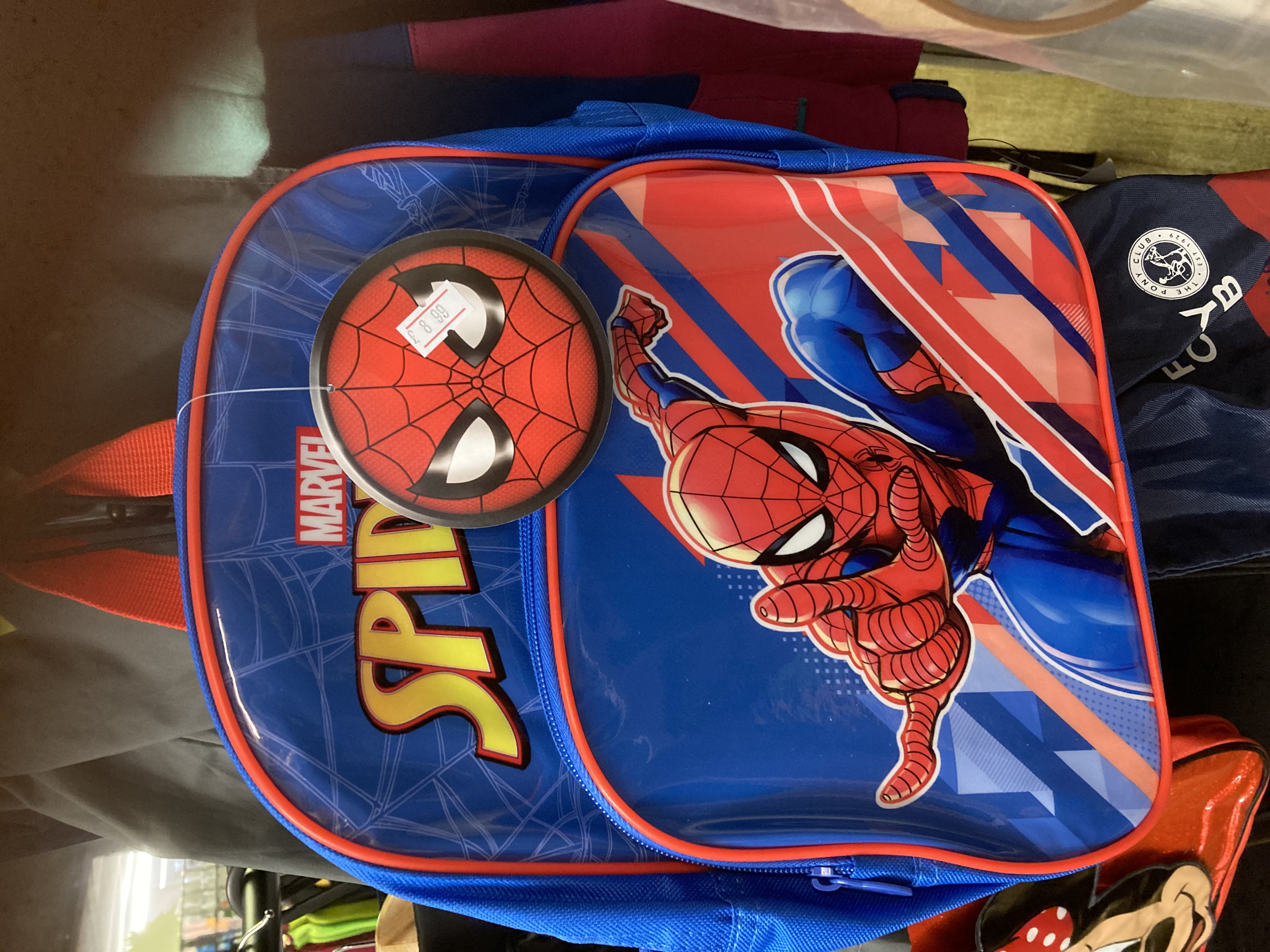 Minnie Mouse or spider man backpack. Approx 13” long.  BNWT.