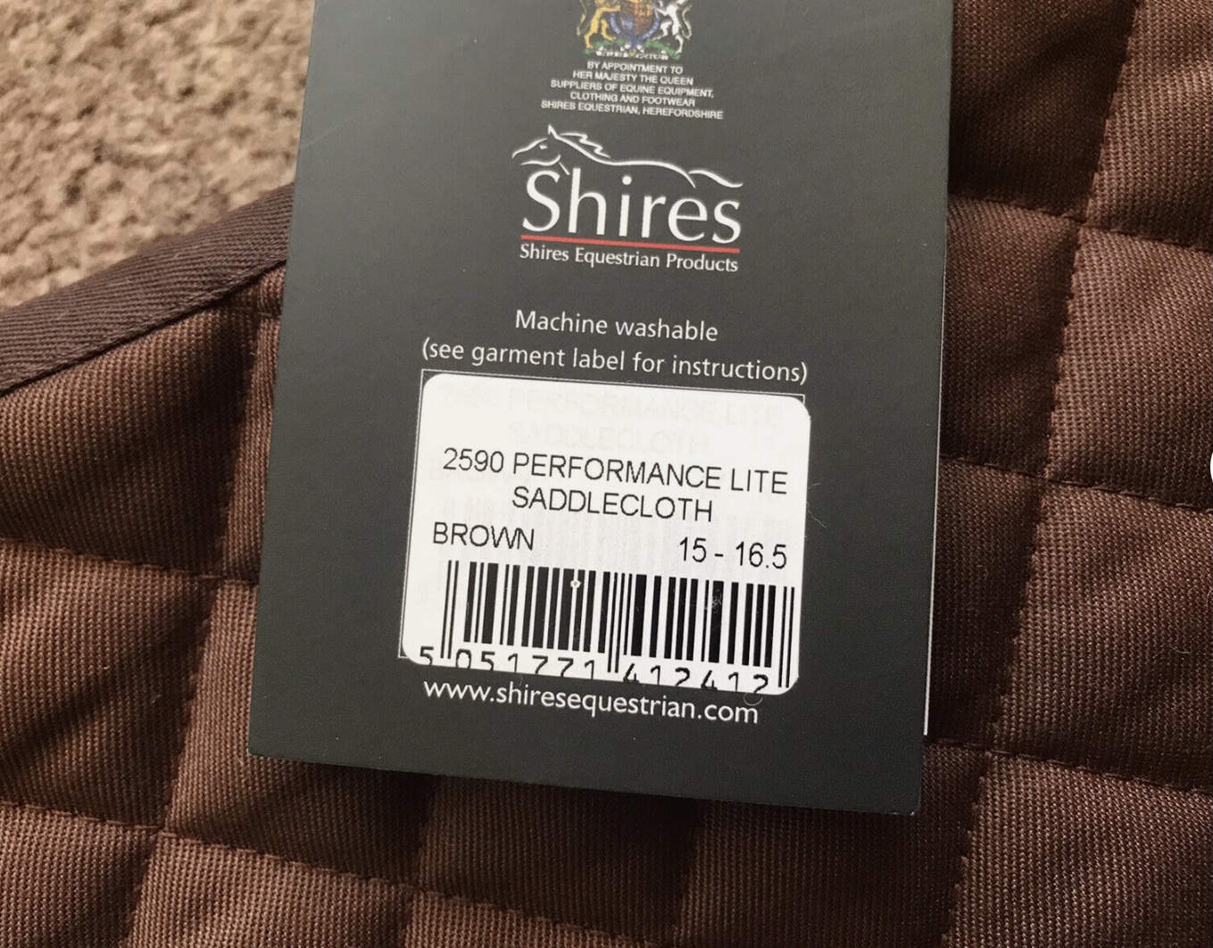 Shires performance Lite Saddlecloth. 15”-16.5”. Brown. BNWT