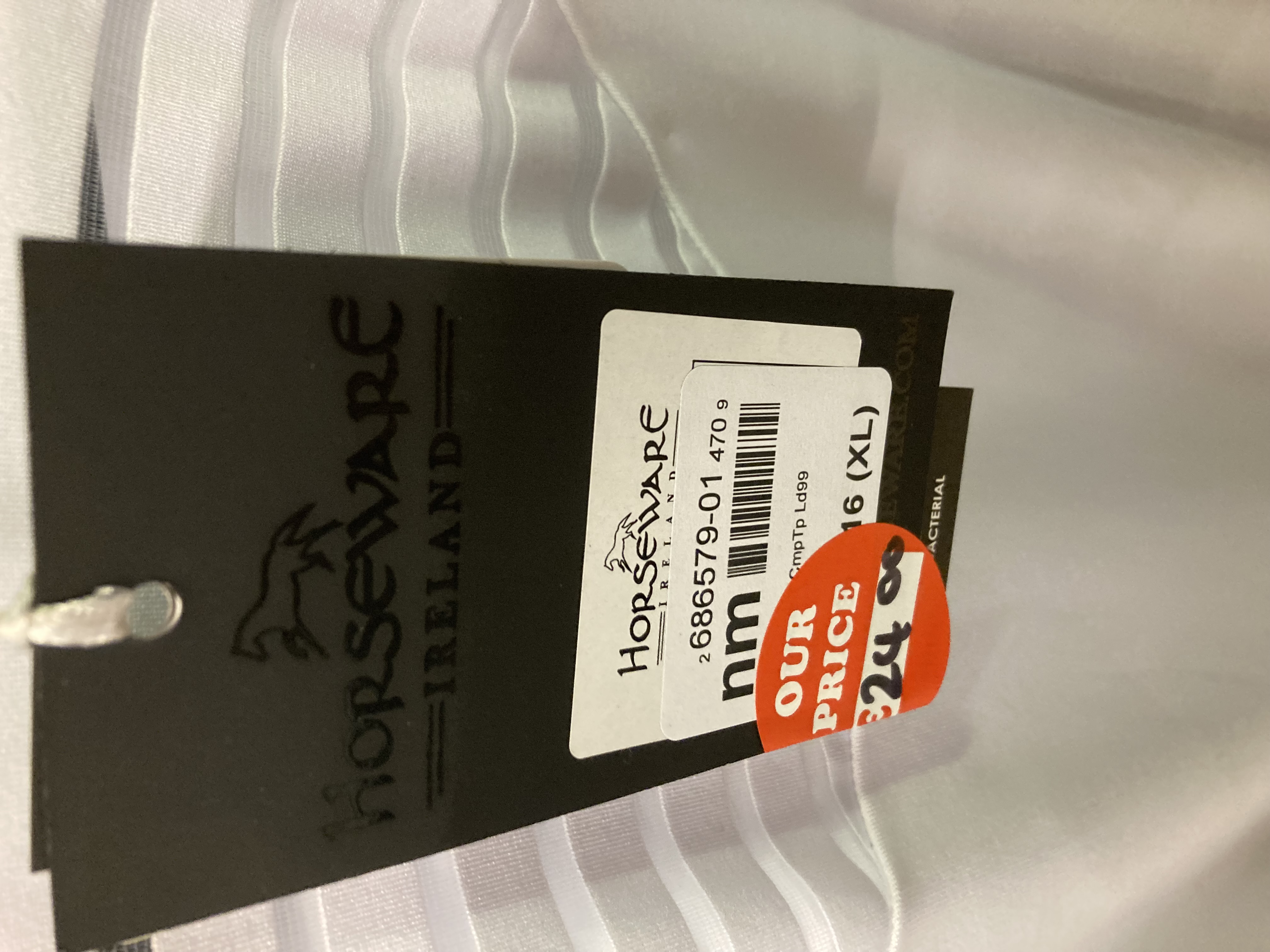 Horseware competition/Showing top. White. 14 or 16 brand-new with tags.