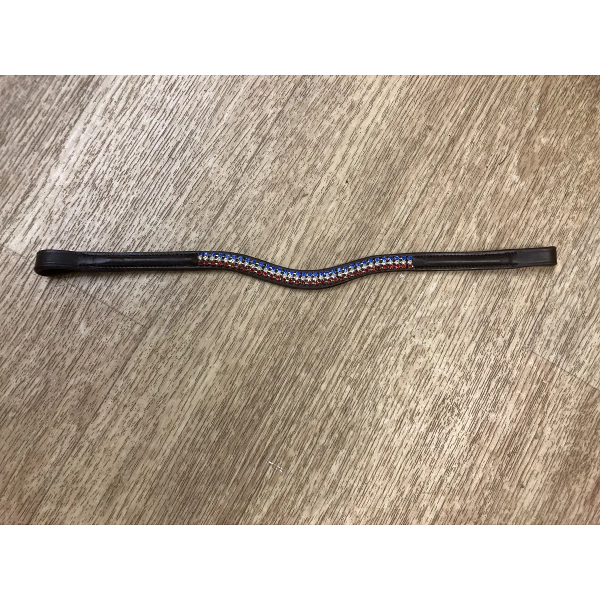 Diamante browbands. Cob or Full Size. Red/Clear/Blue stones.Black Leather.