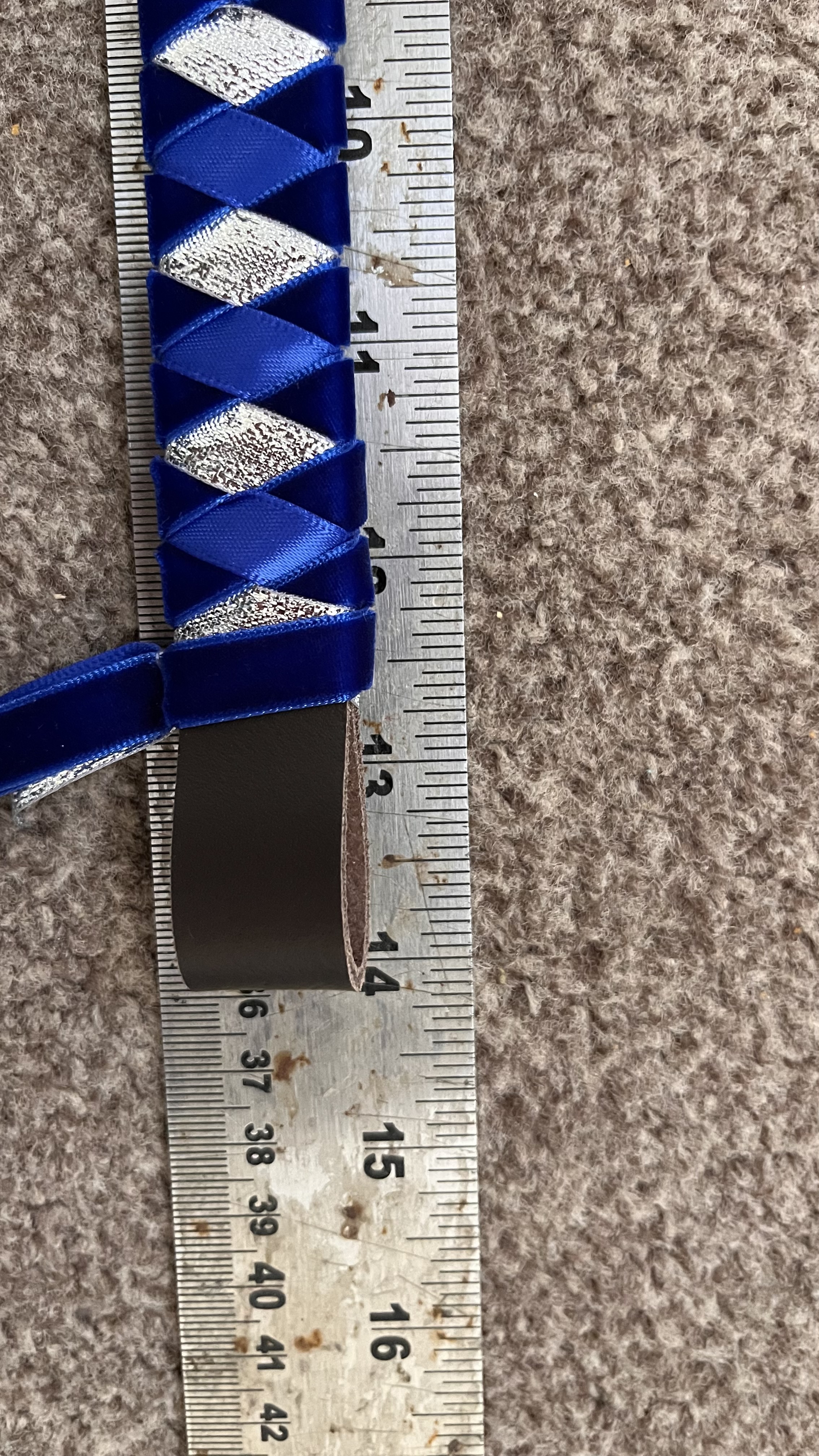 14" Blue Velvet, and Silver Browband  Brown 3/4" leather