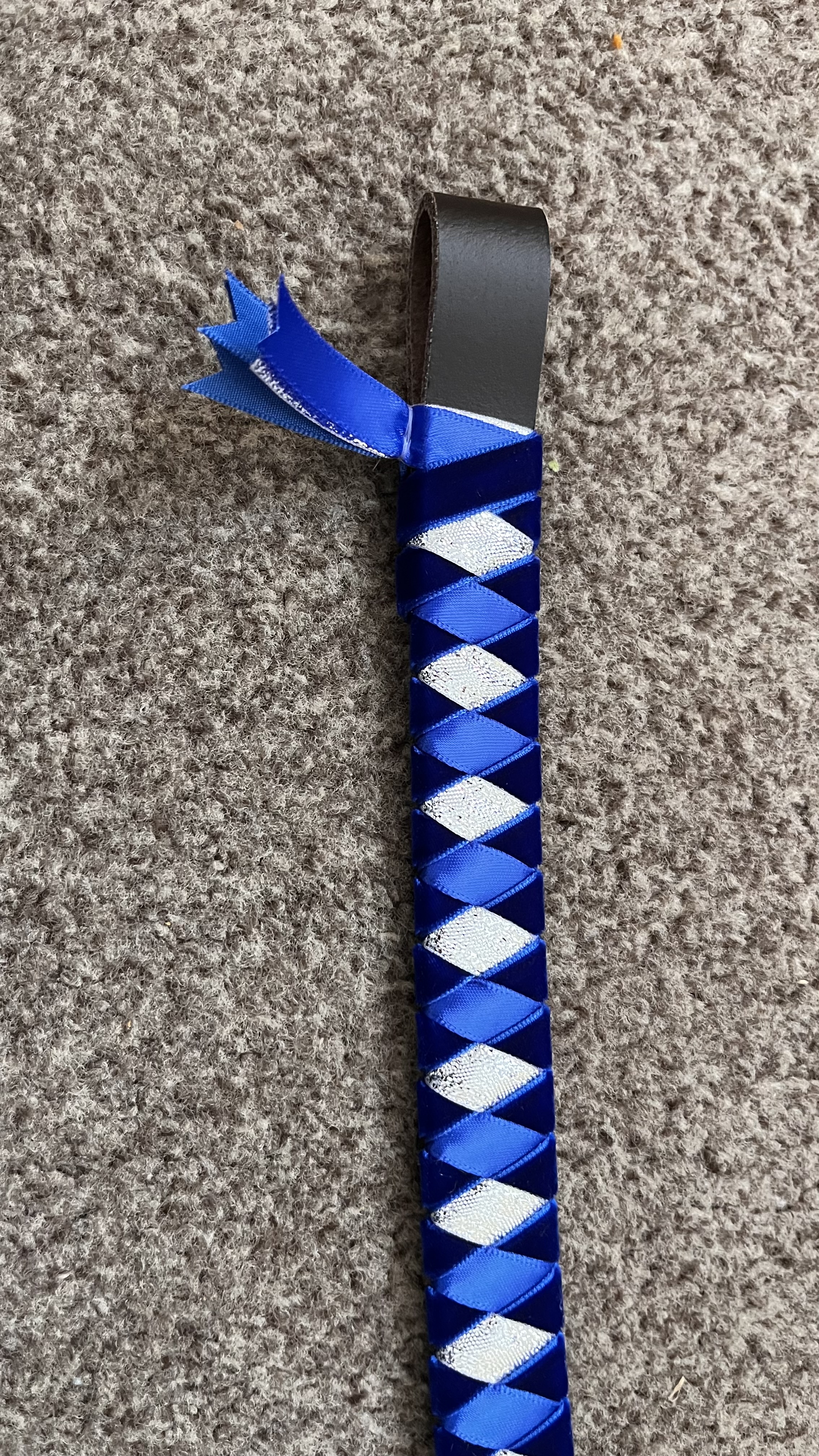 14" Blue Velvet, and Silver Browband  Brown 3/4" leather
