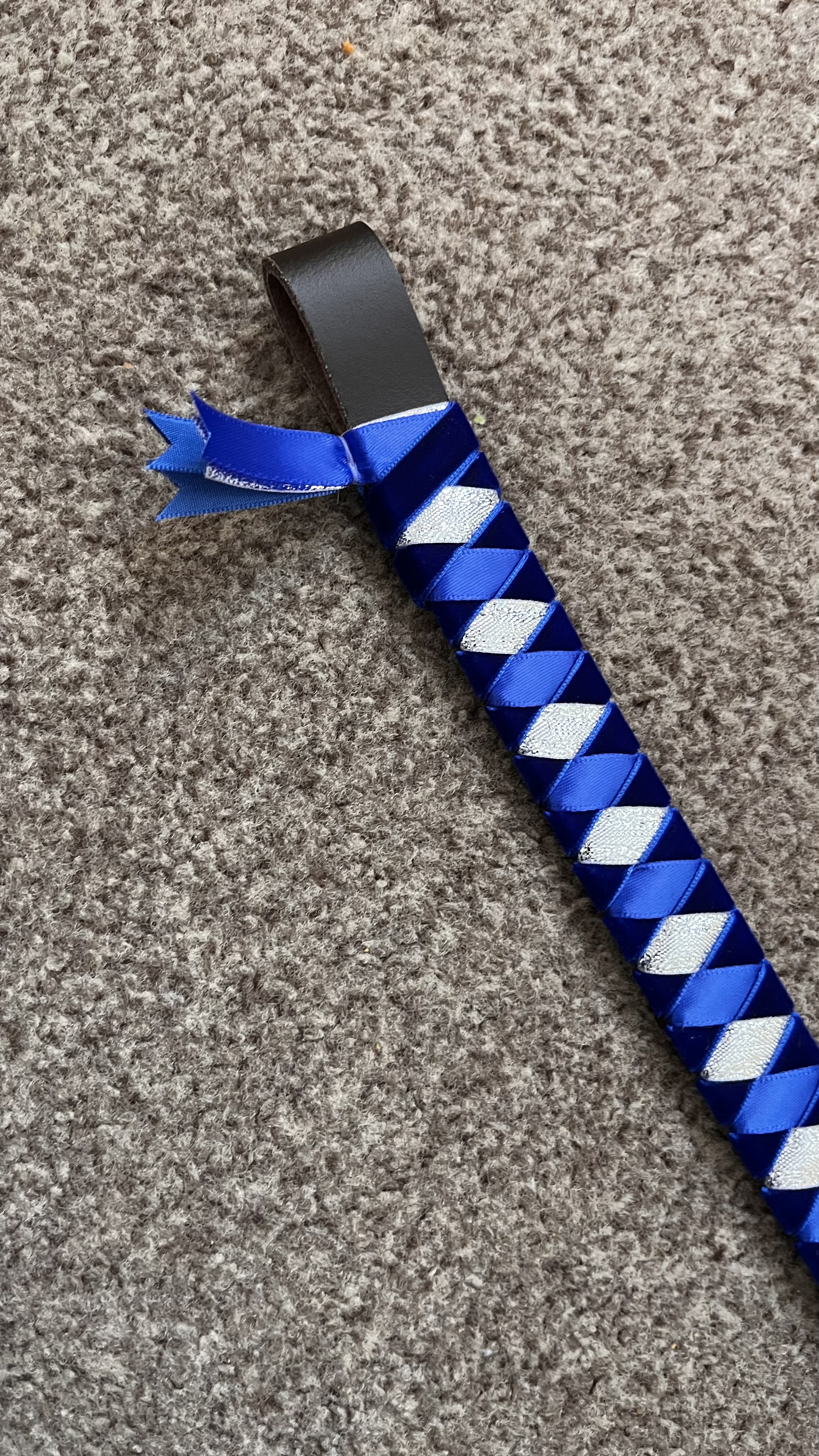 14" Blue Velvet, and Silver Browband  Brown 3/4" leather