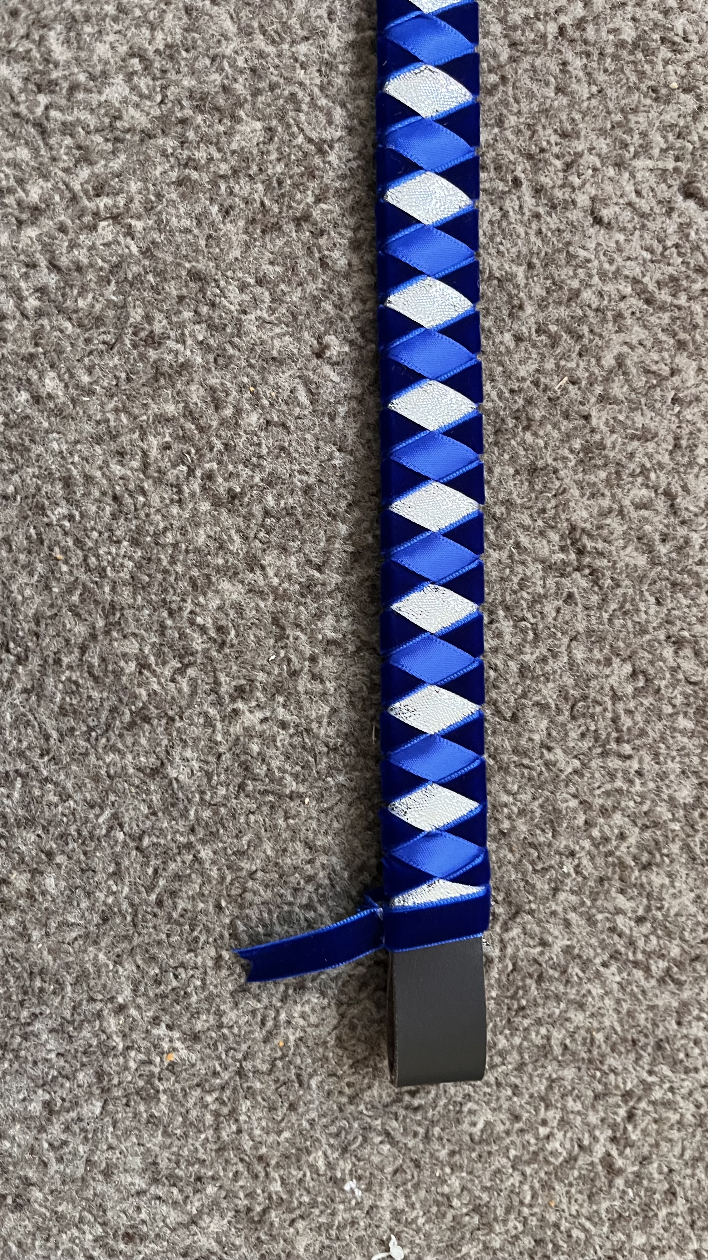 14" Blue Velvet, and Silver Browband  Brown 3/4" leather