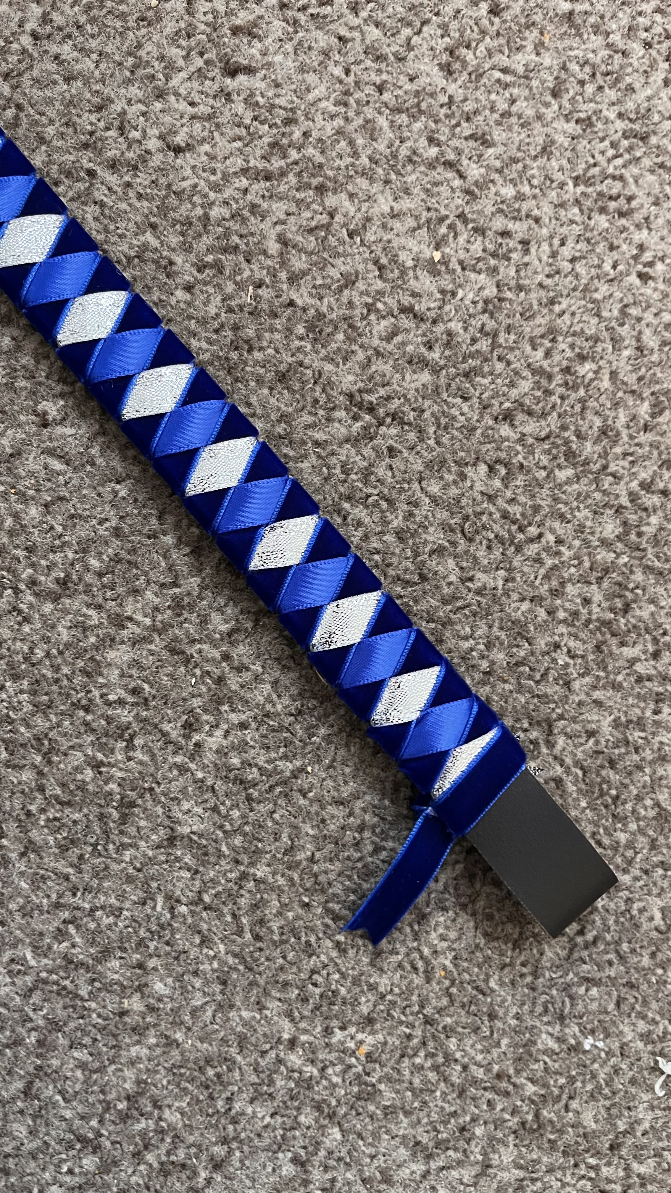 14" Blue Velvet, and Silver Browband  Brown 3/4" leather