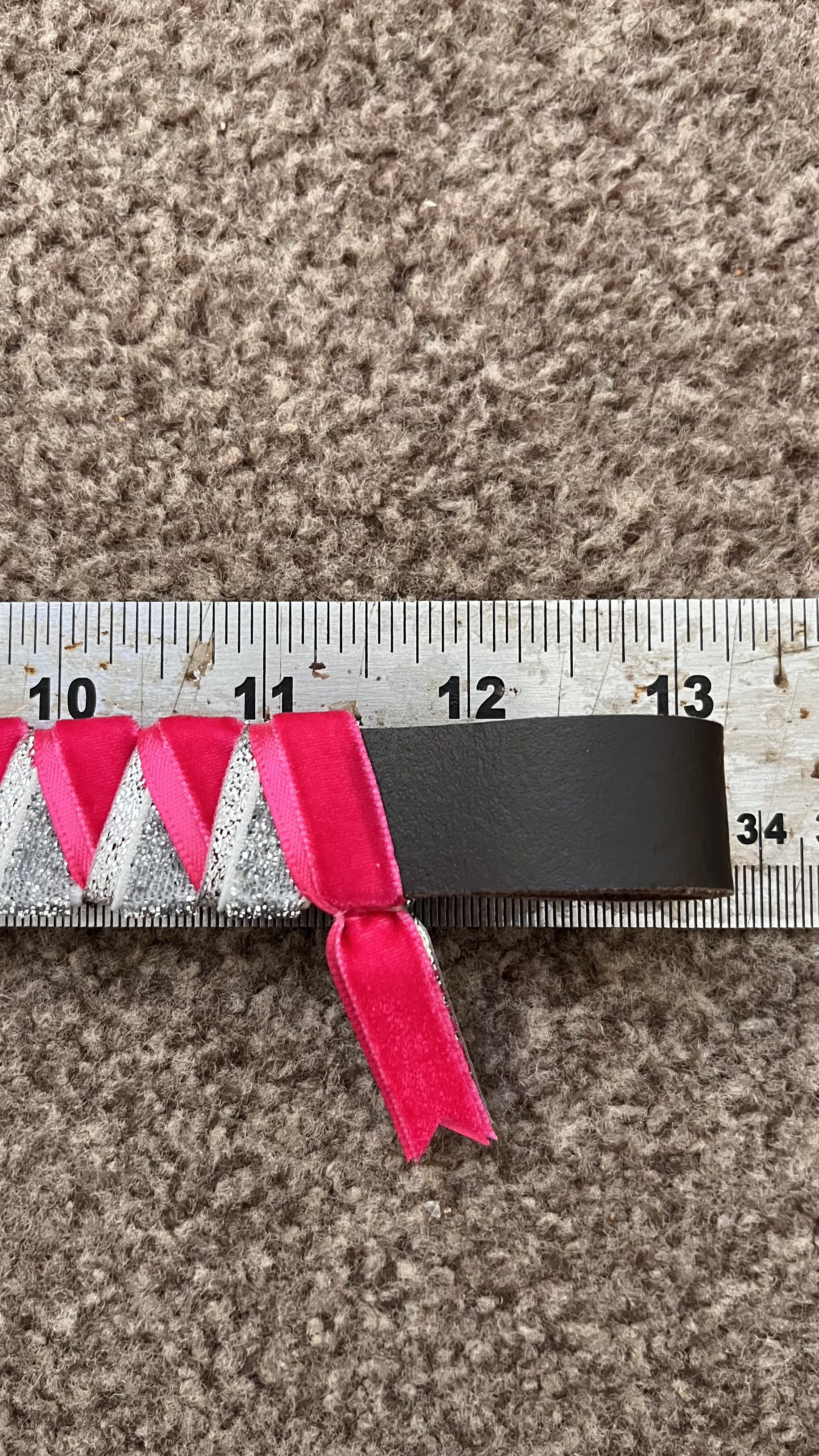 Hot Pink/silver sparkle browband 13" brown leather