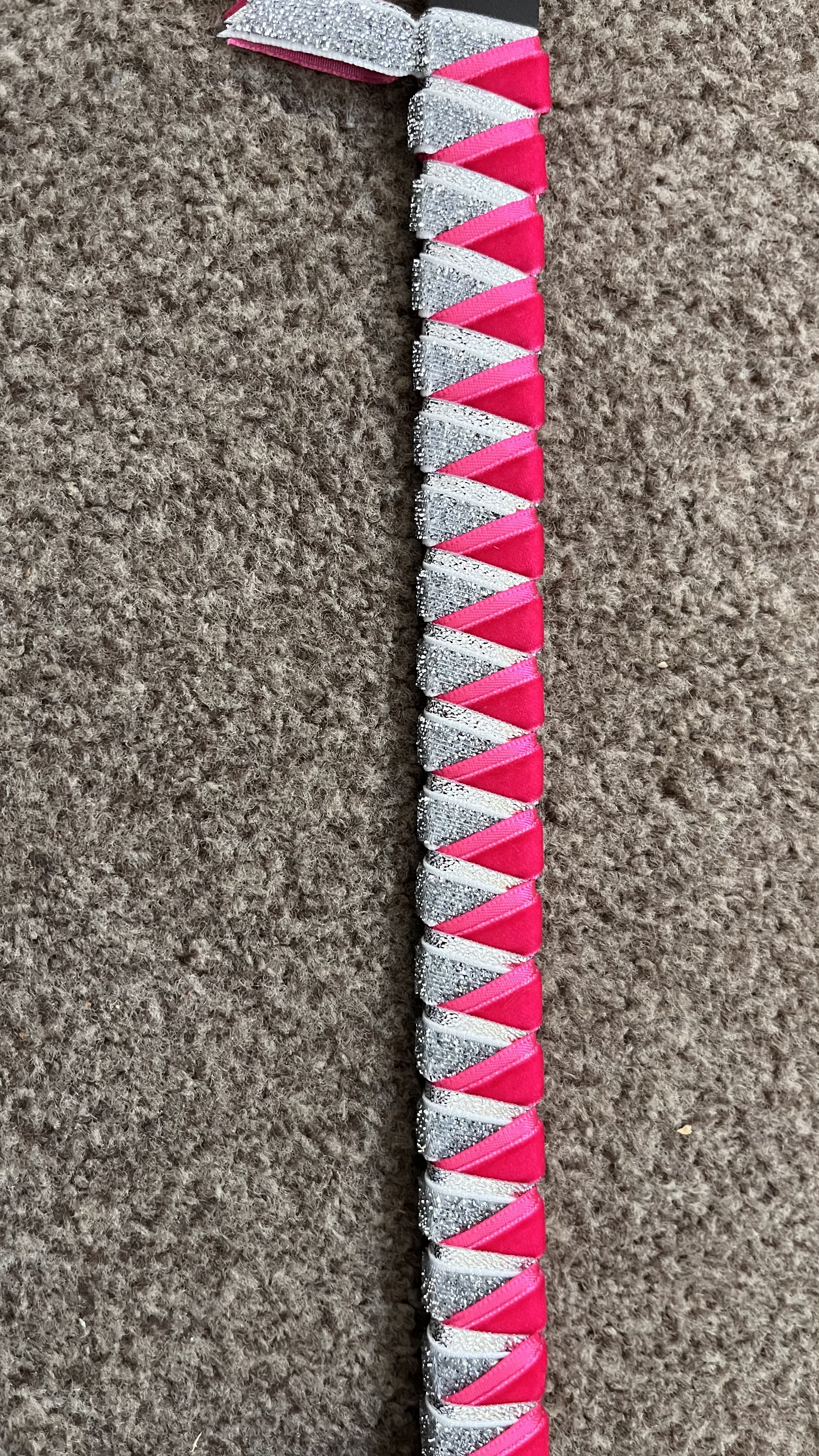 Hot Pink/silver sparkle browband 13" brown leather