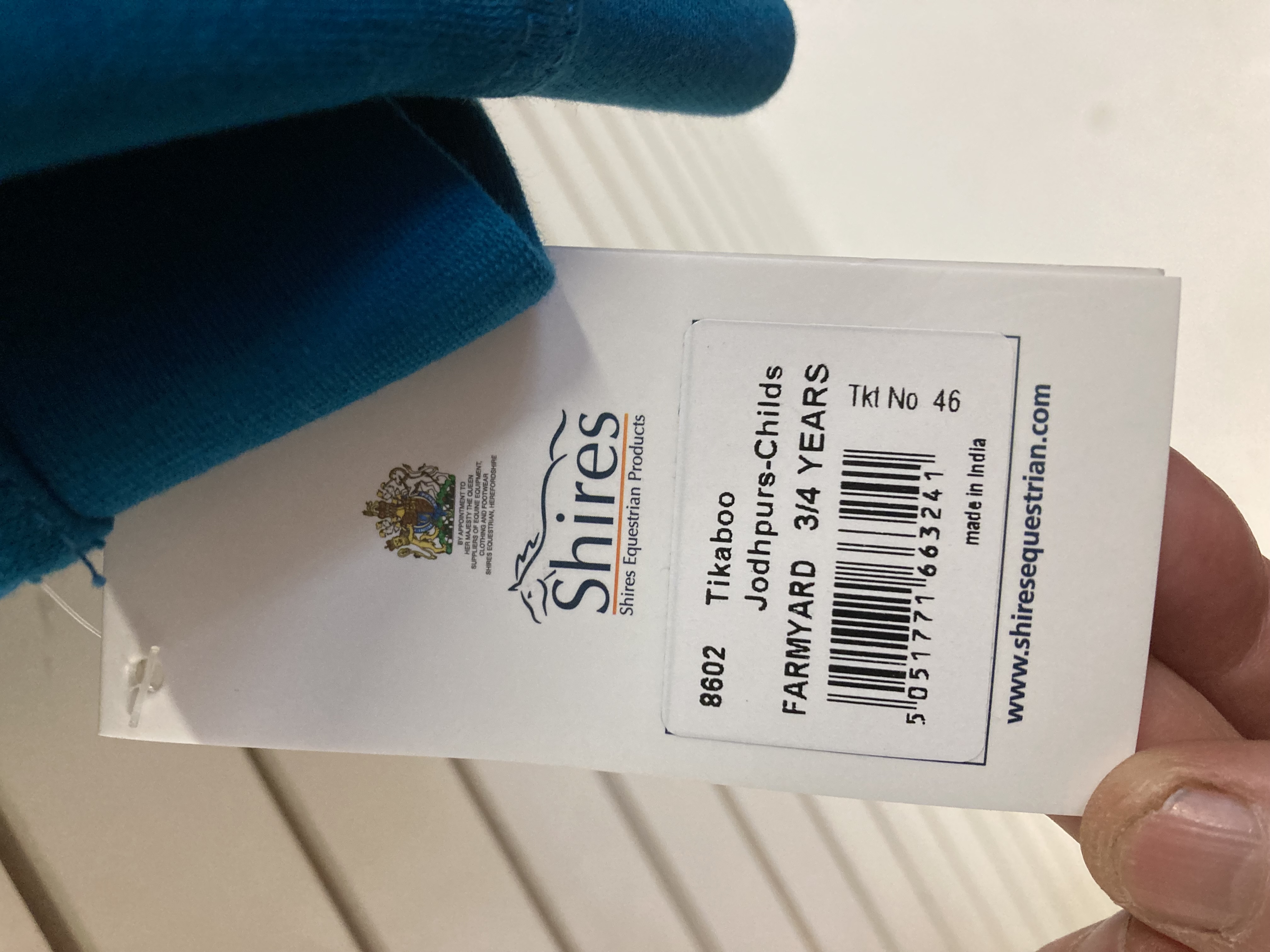 Shires Tikaboo childrens jodphurs. age 3-4 yrs. bnwt