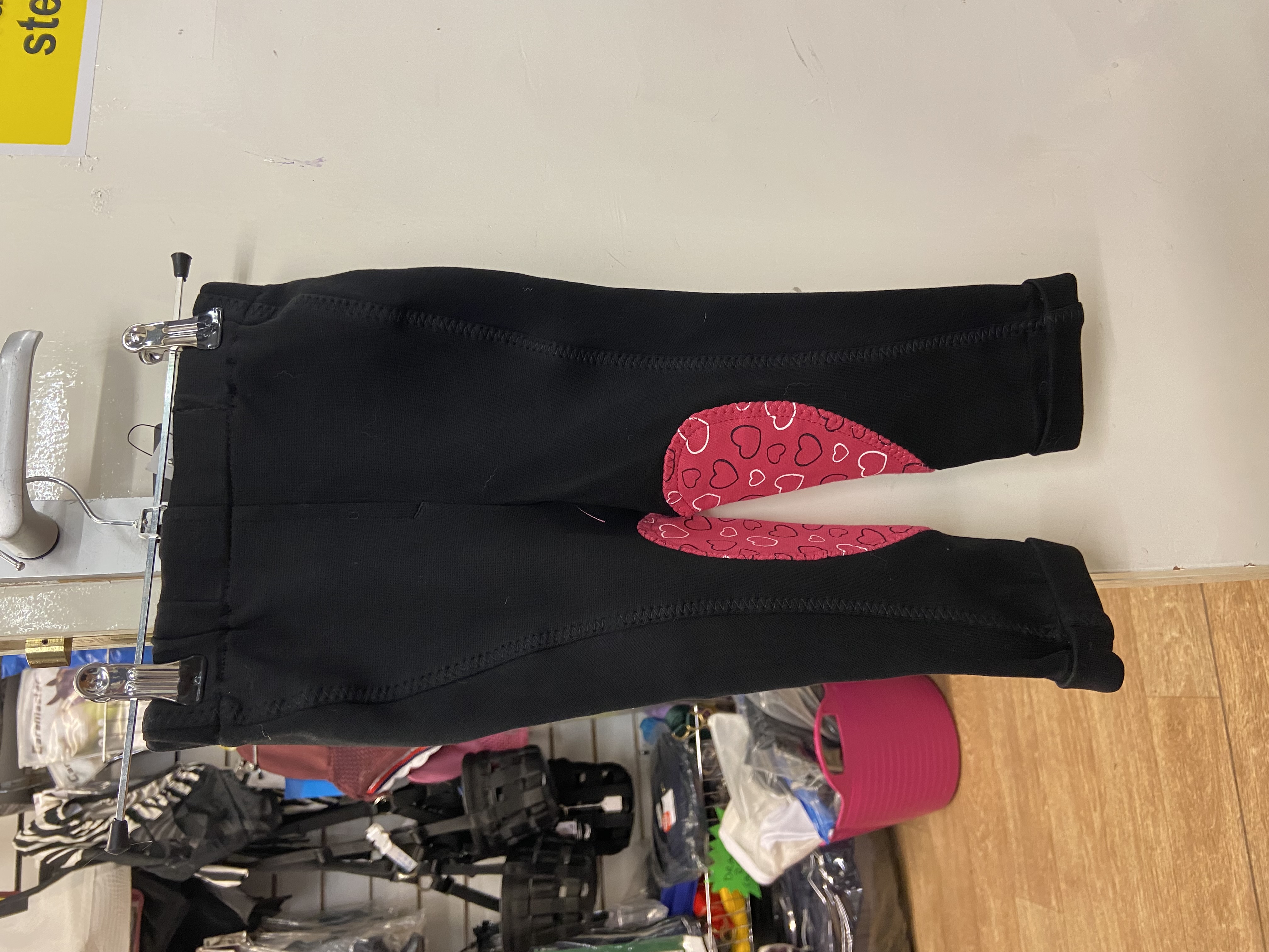 Hy Equestrian Heart Tots Jodphurs Black/Pink. Small (Age 2 approx)