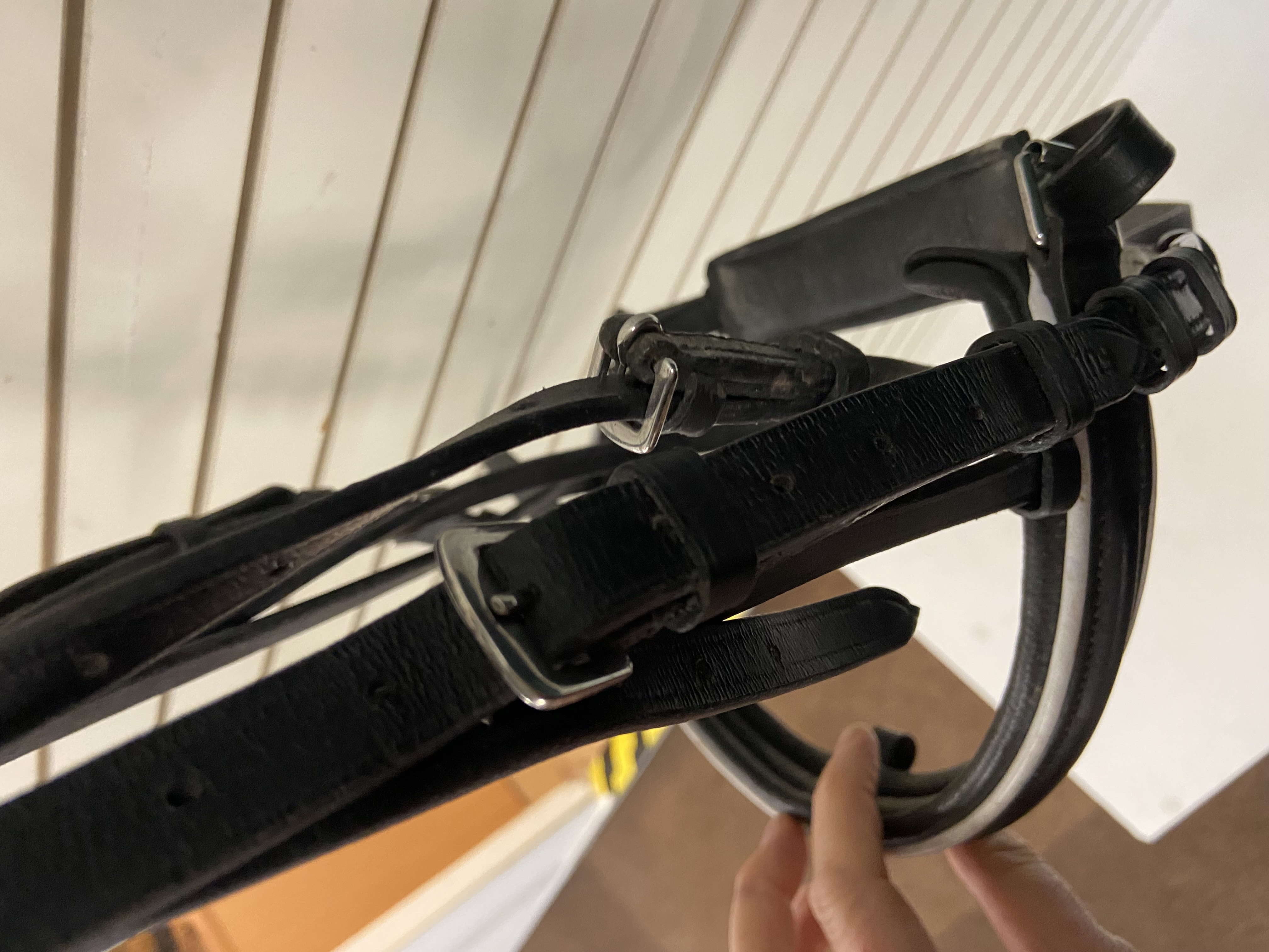 Full size Rhinegold flash bridle with diamante browband. Black. Preowned. Good condition