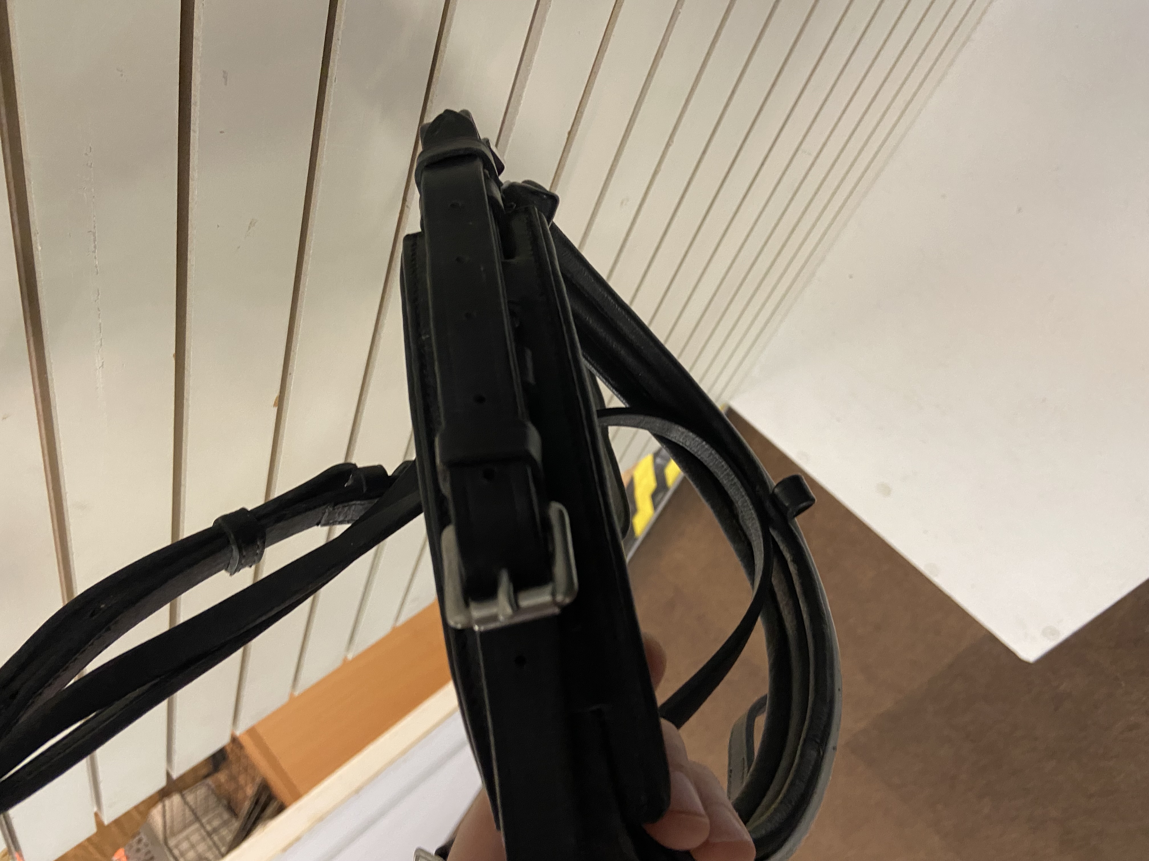 Full size Rhinegold flash bridle with diamante browband. Black. Preowned. Good condition