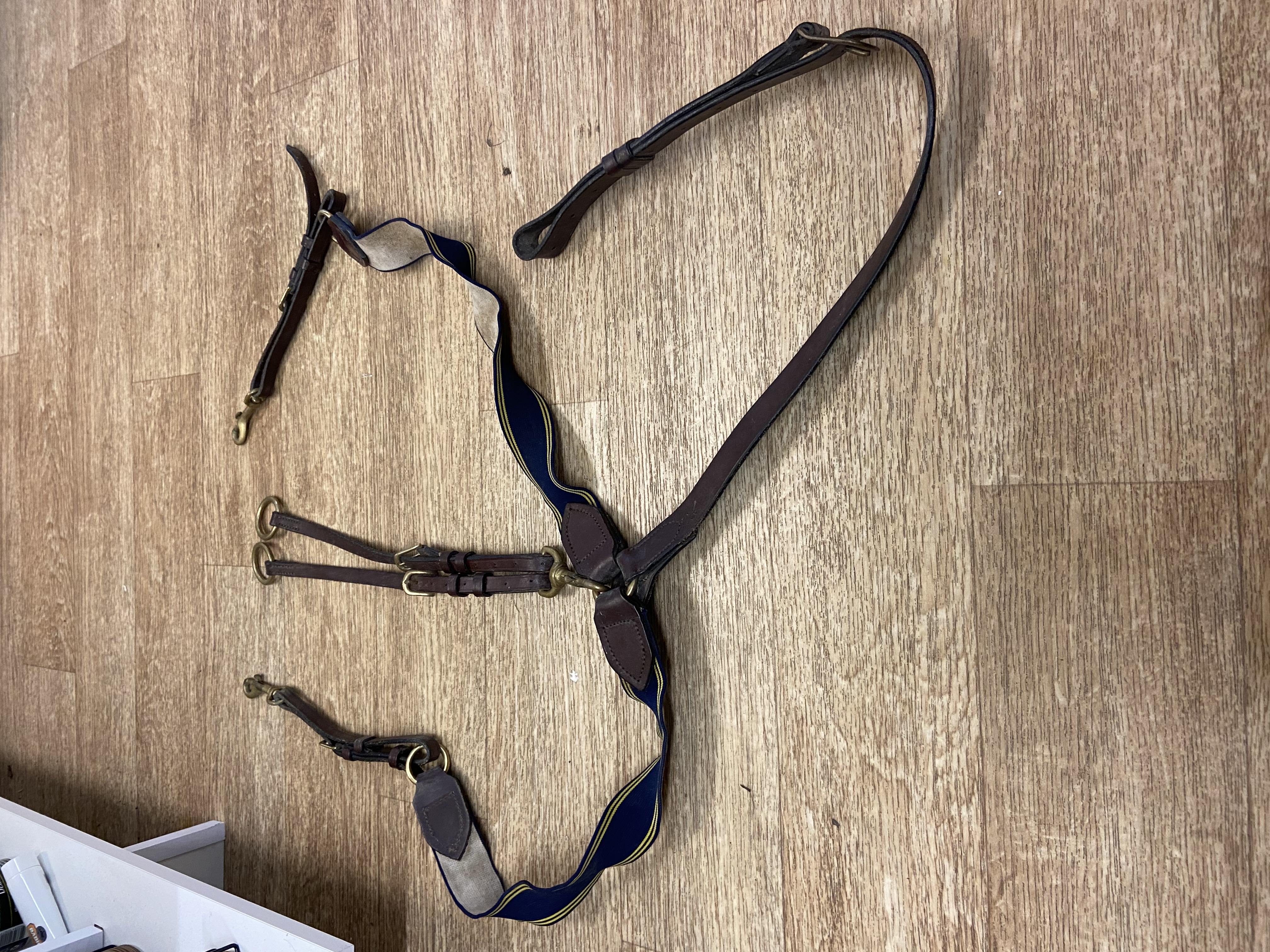 Three point elasticated breastplate with martingale attachment. Cob size. Preowned